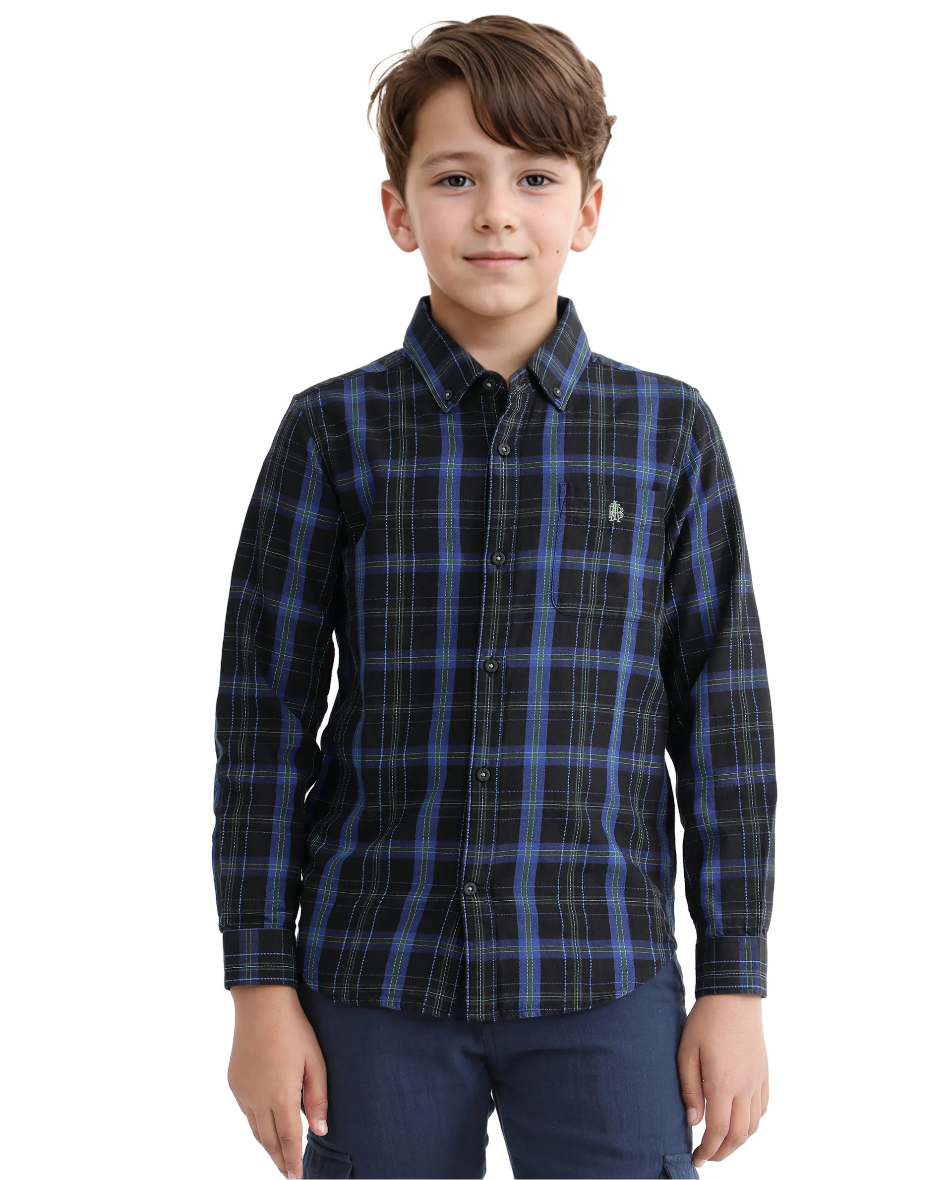 Rare Ones Kids Lian Navy Cotton Full Sleeve Crew Neck Hd Print Shirt - Image 3