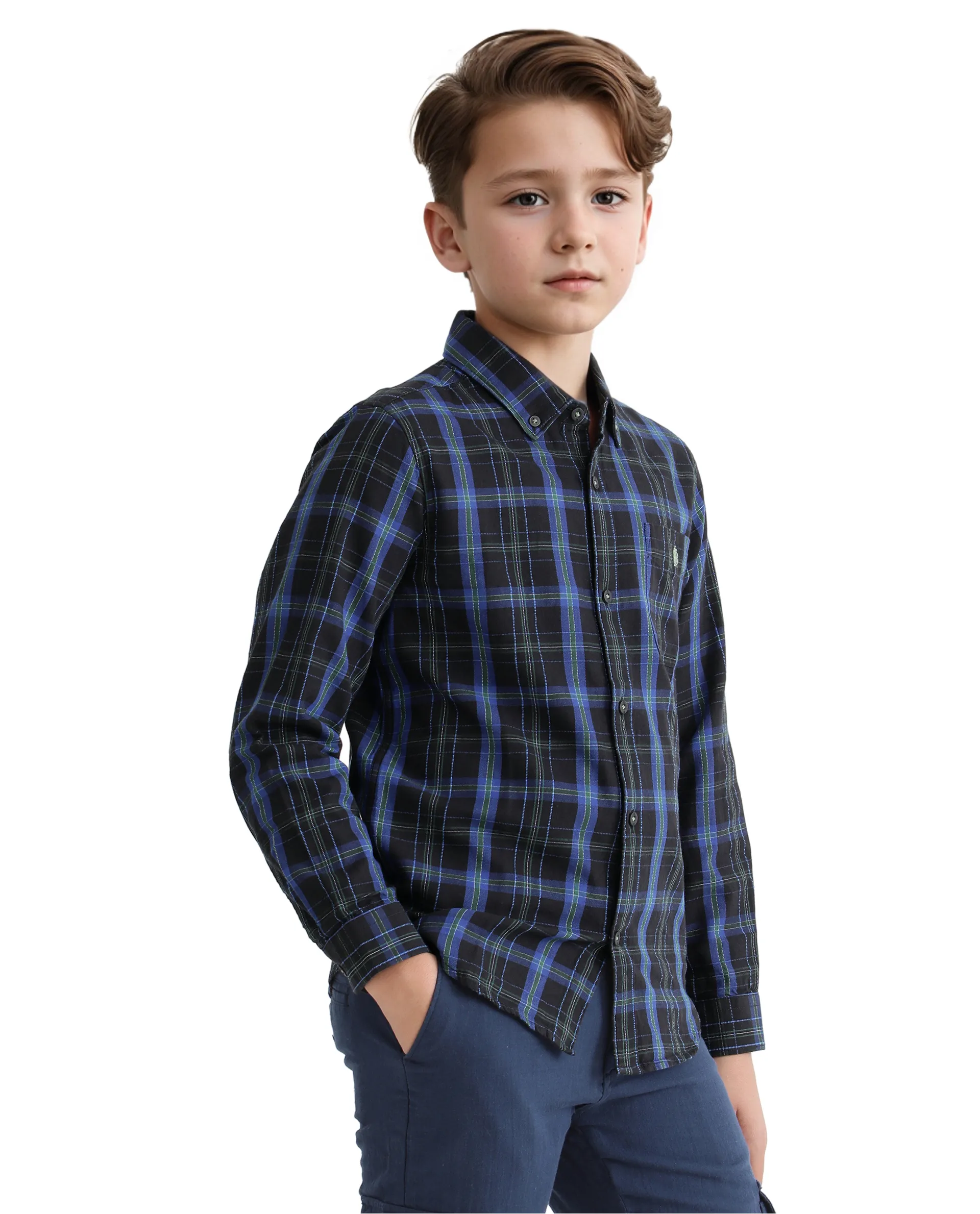 Rare Ones Kids Lian Navy Cotton Full Sleeve Crew Neck Hd Print Shirt - Image 6