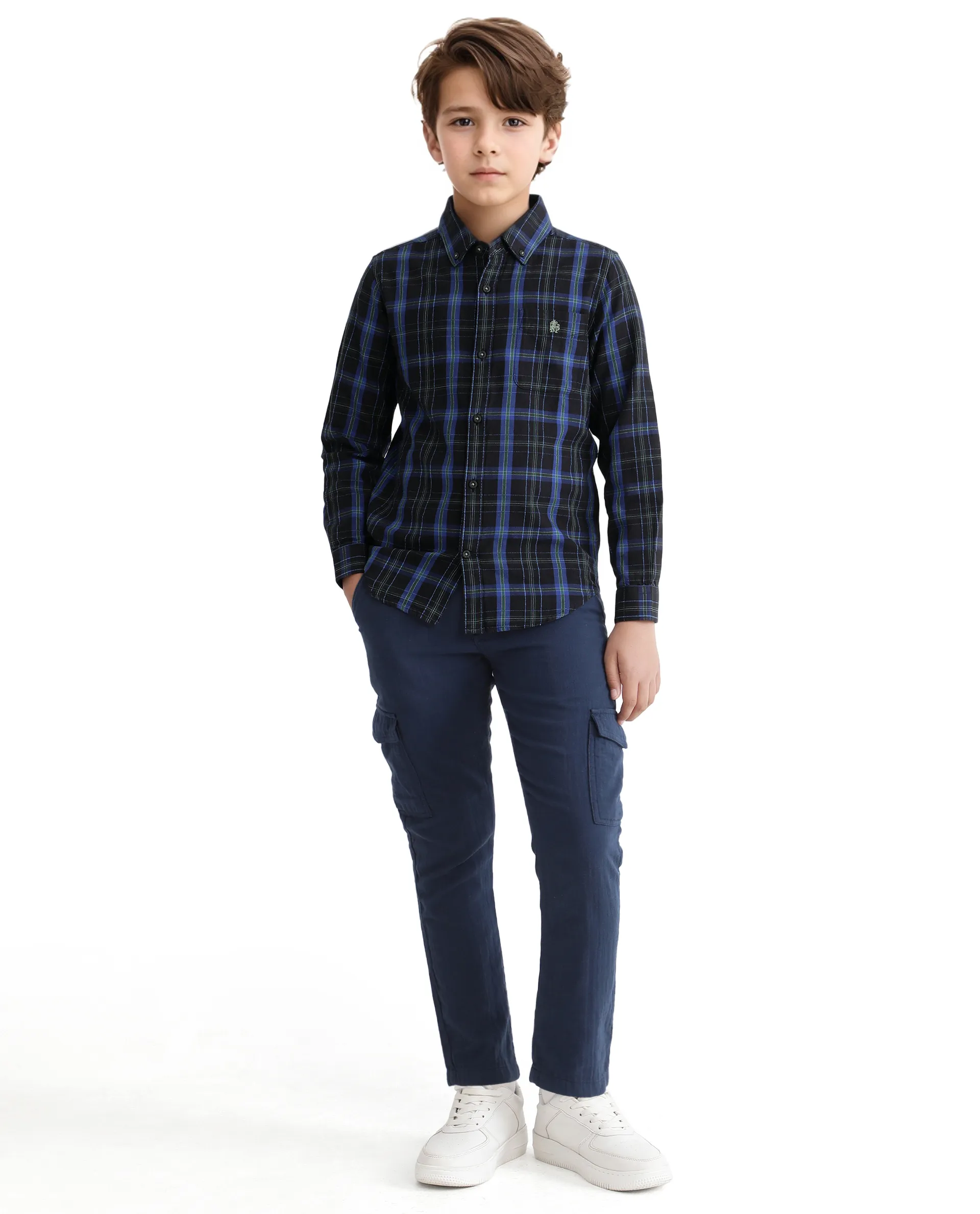 Rare Ones Kids Lian Navy Cotton Full Sleeve Crew Neck Hd Print Shirt - Image 8