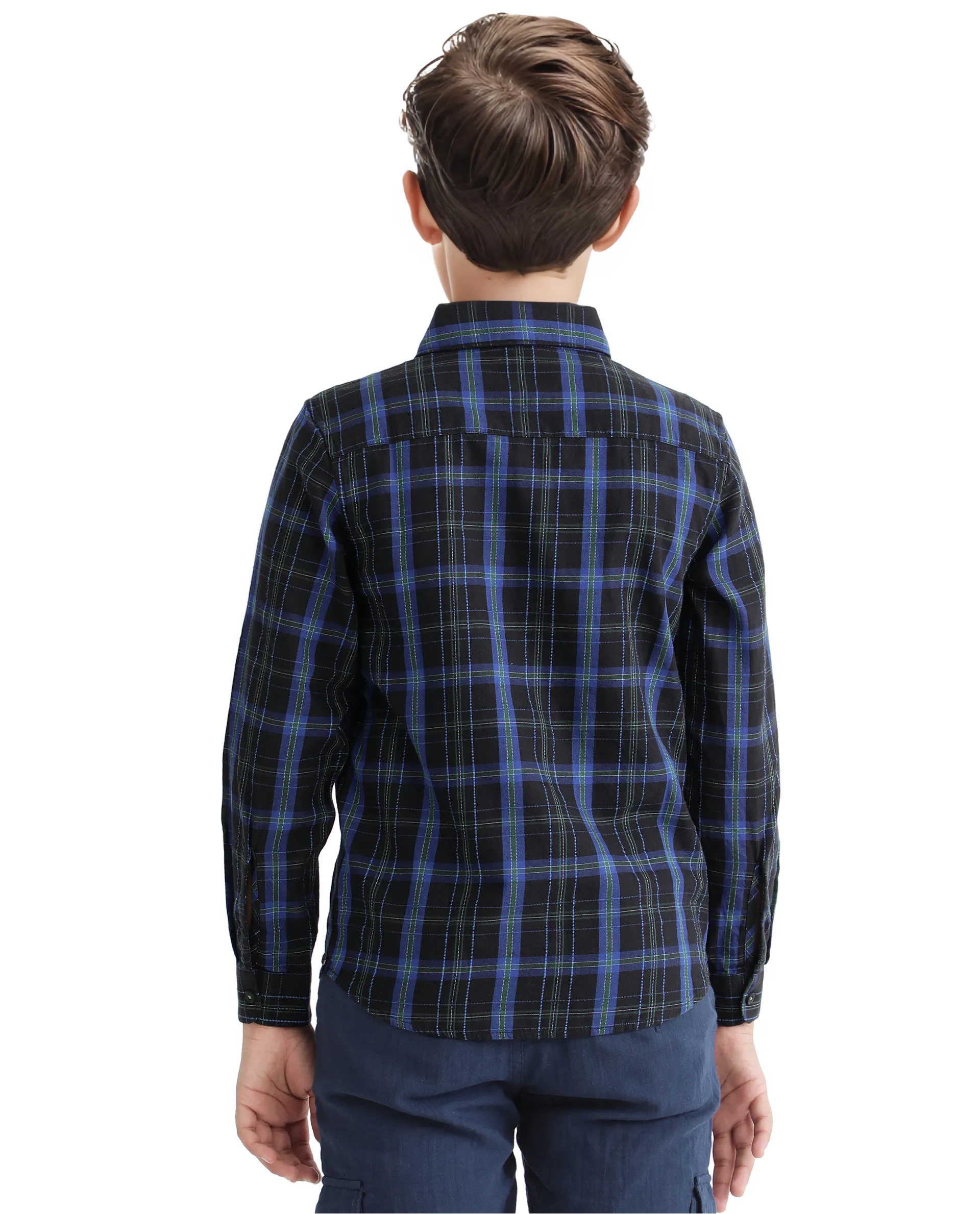 Rare Ones Kids Lian Navy Cotton Full Sleeve Crew Neck Hd Print Shirt - Image 9