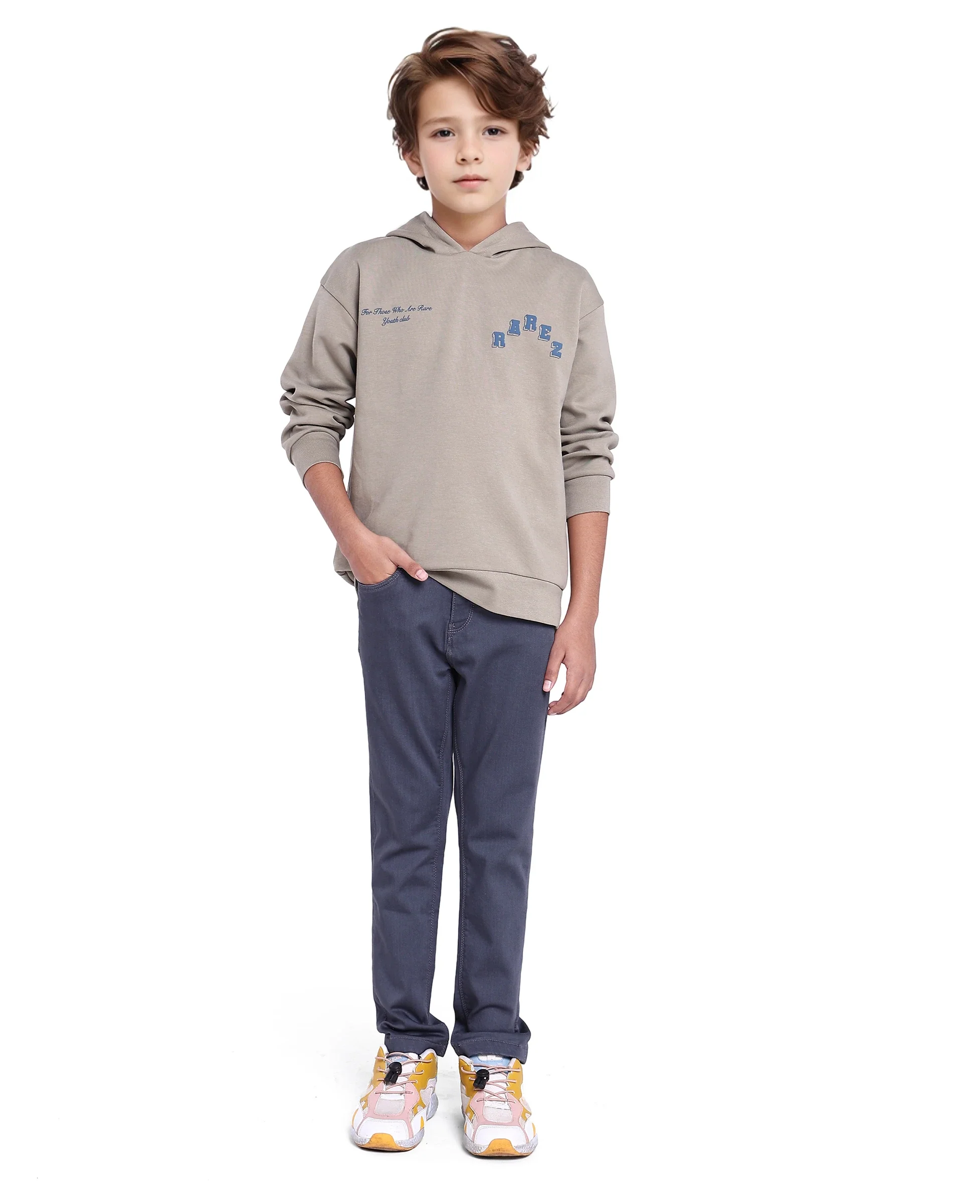 Rare Ones Kids Linden Olive Cotton Poly Full Sleeve Hd Print And Towel Embroidered Sweatshirt - Image 2