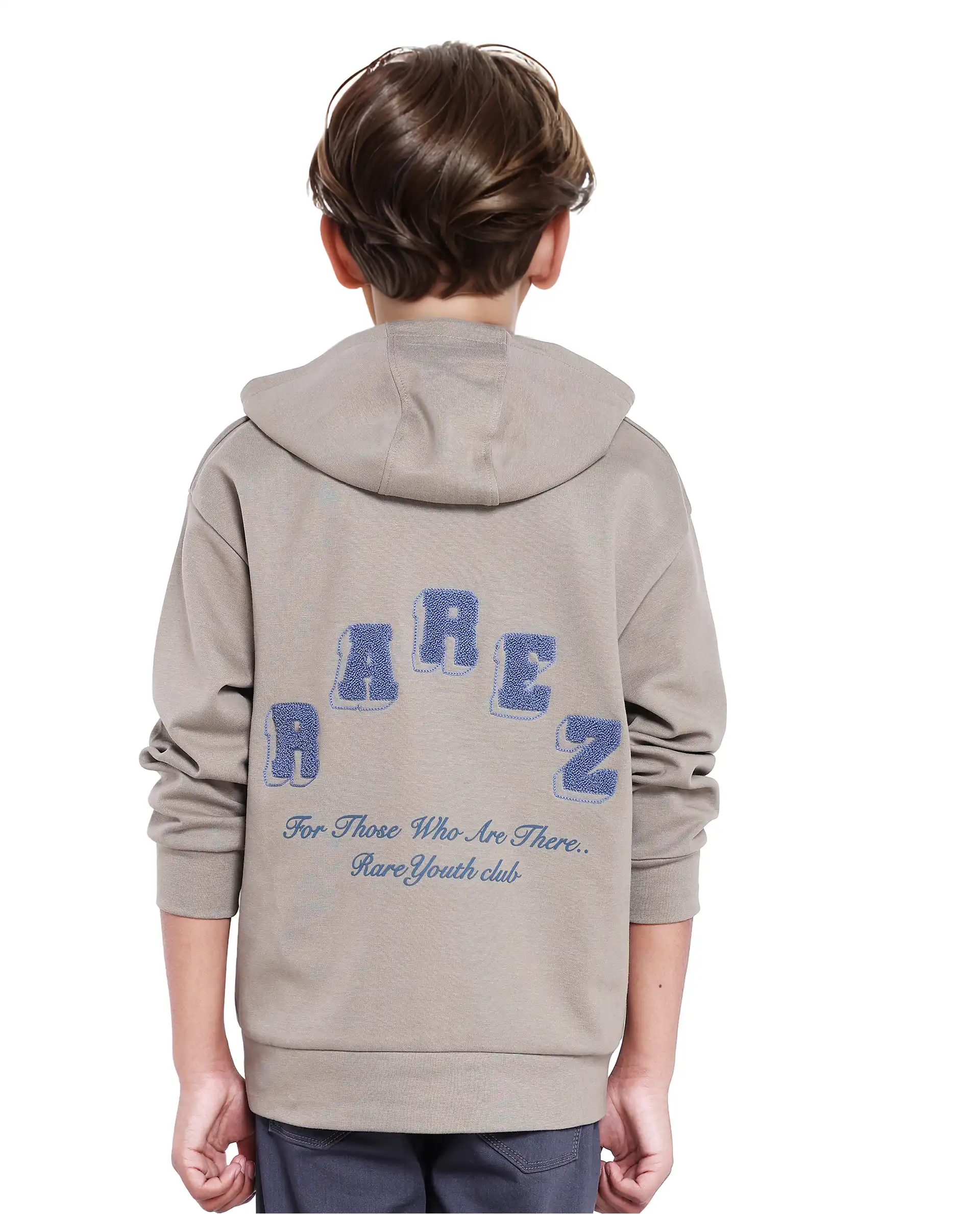 Rare Ones Kids Linden Olive Cotton Poly Full Sleeve Hd Print And Towel Embroidered Sweatshirt - Image 3