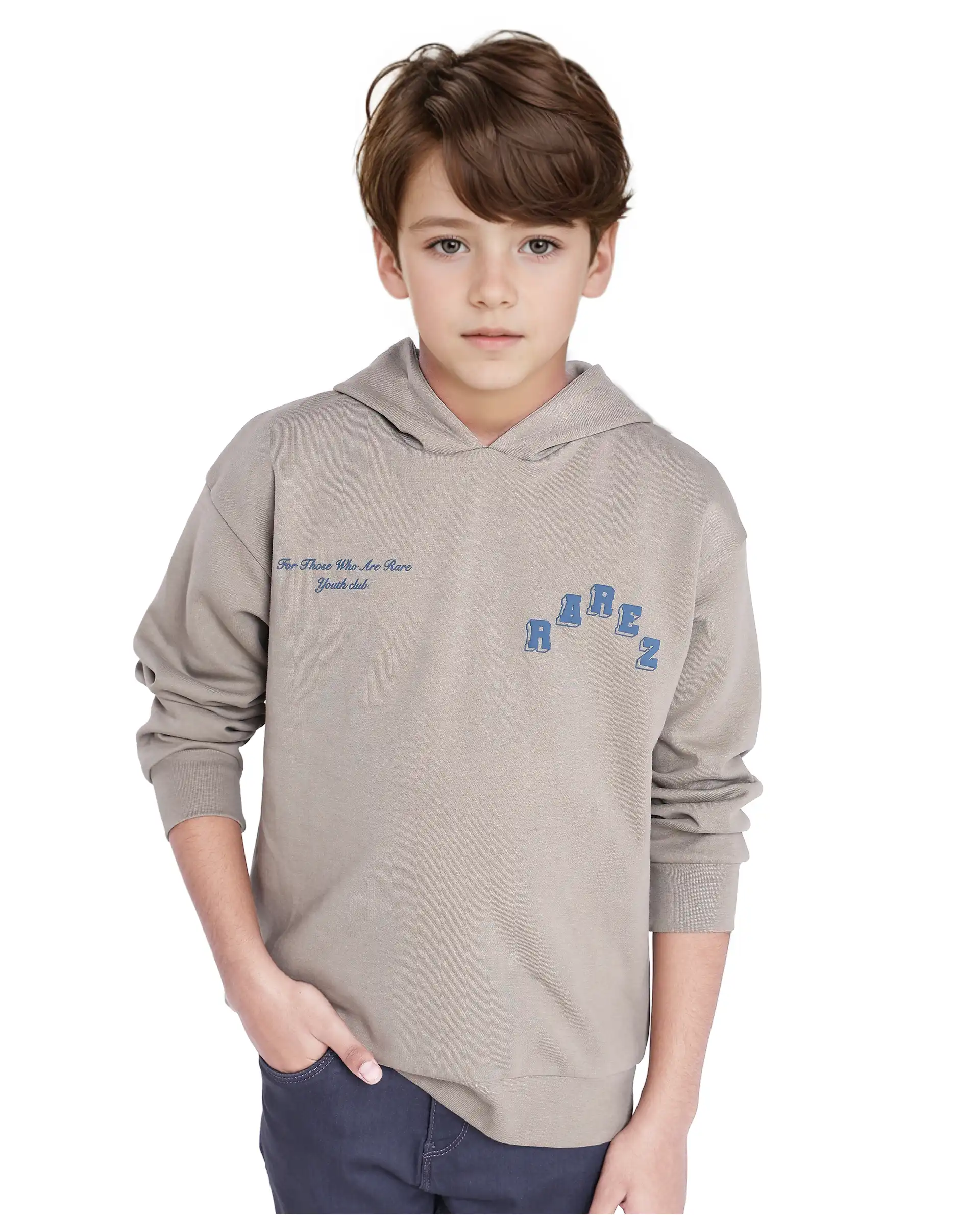 Rare Ones Kids Linden Olive Cotton Poly Full Sleeve Hd Print And Towel Embroidered Sweatshirt - Image 6