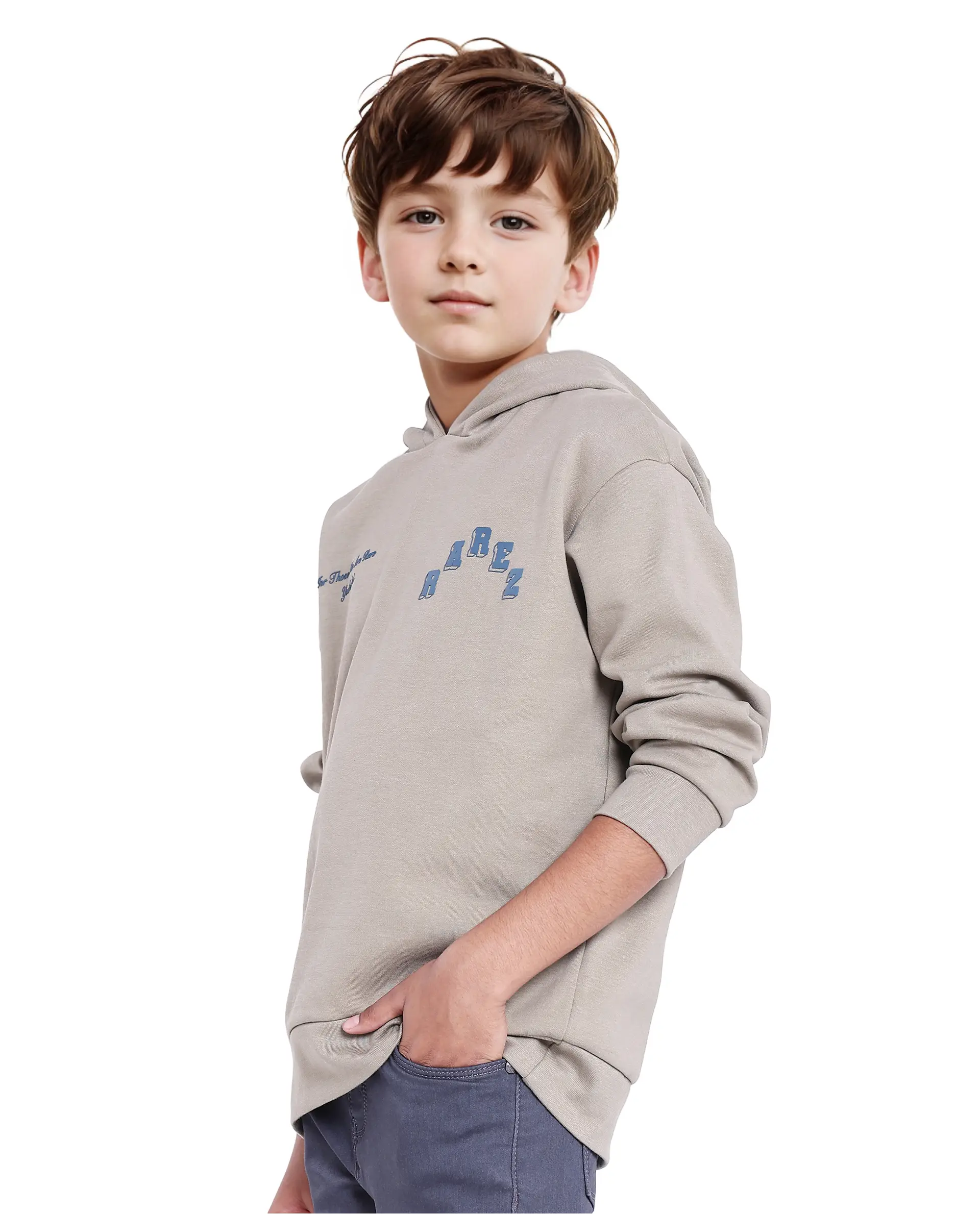 Rare Ones Kids Linden Olive Cotton Poly Full Sleeve Hd Print And Towel Embroidered Sweatshirt - Image 7