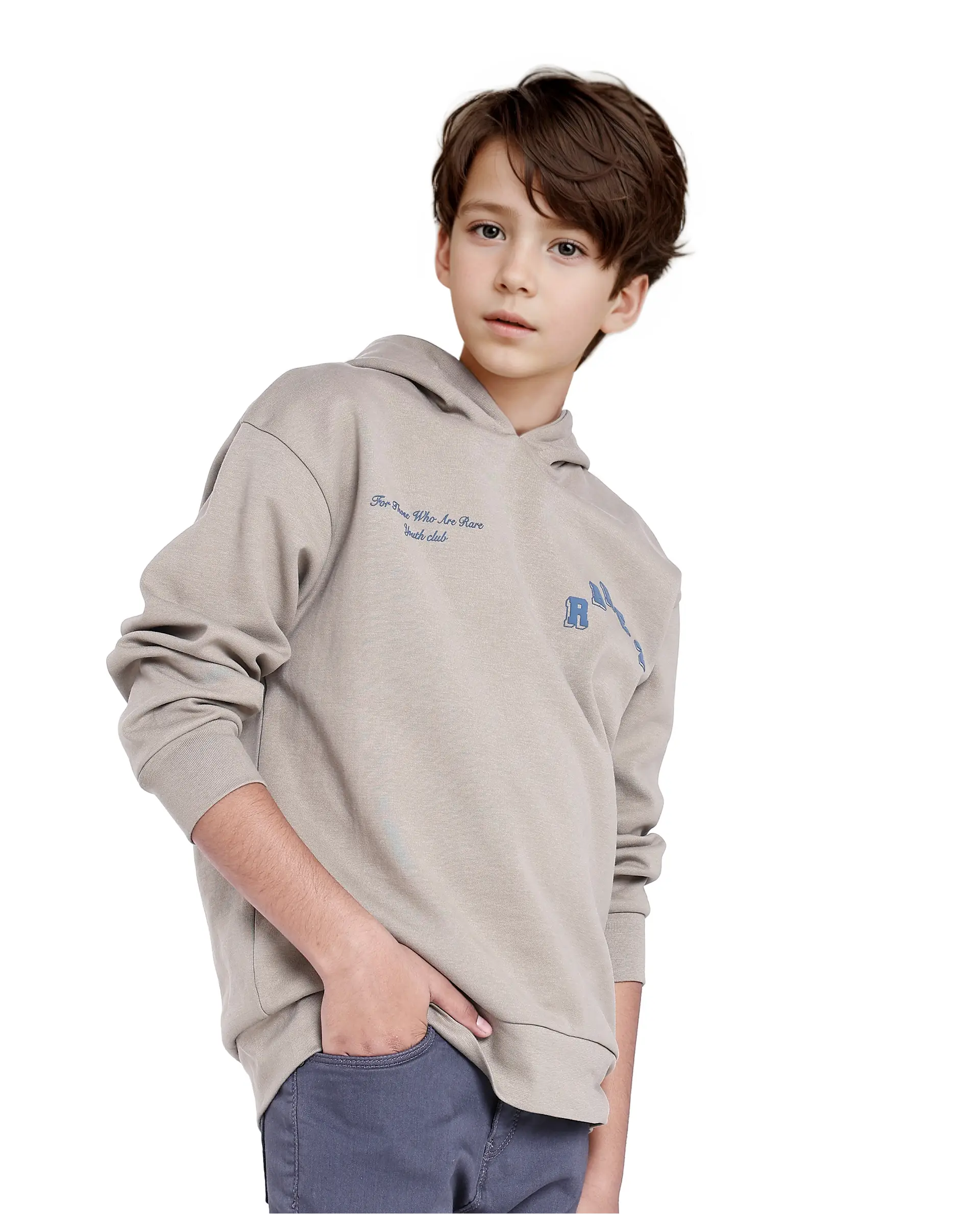 Rare Ones Kids Linden Olive Cotton Poly Full Sleeve Hd Print And Towel Embroidered Sweatshirt - Image 8