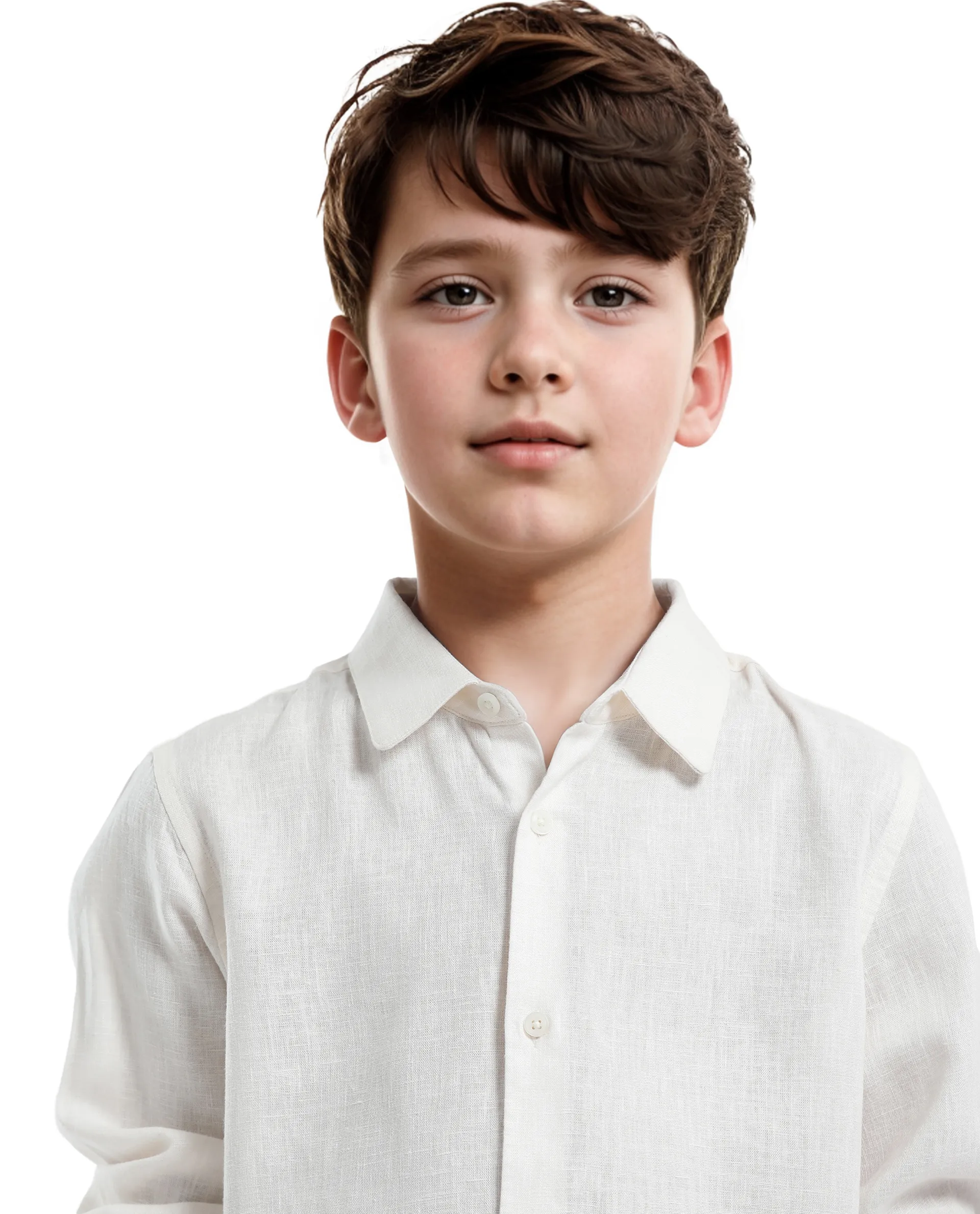 Rare Ones Kids Lino Off White Linen Full Sleeve Button Solid Regular Fit Shirt - Image 3