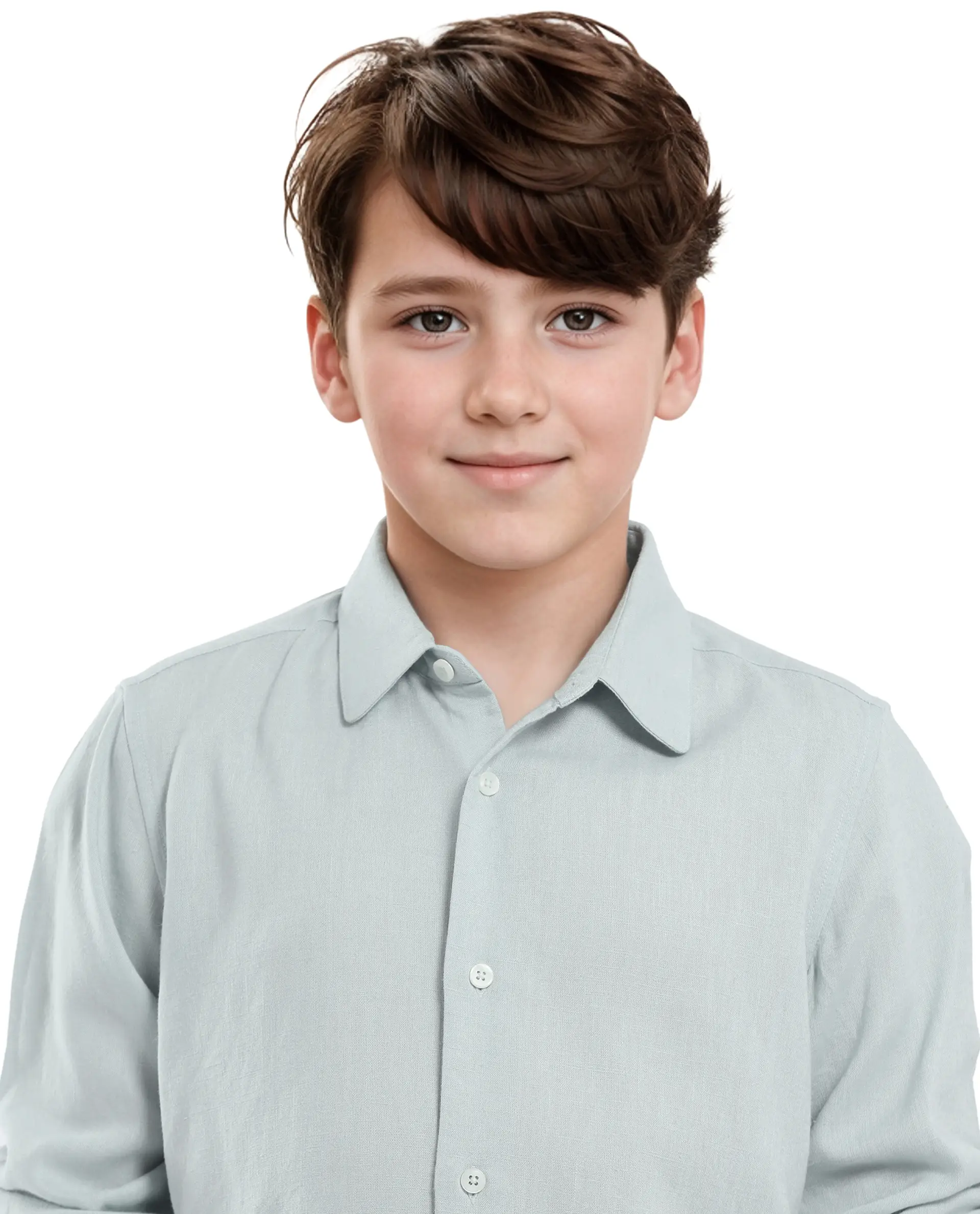 Rare Ones Kids Lino Pastel Turq Linen Full Sleeve Button Solid Regular Fit Shirt - Image 4