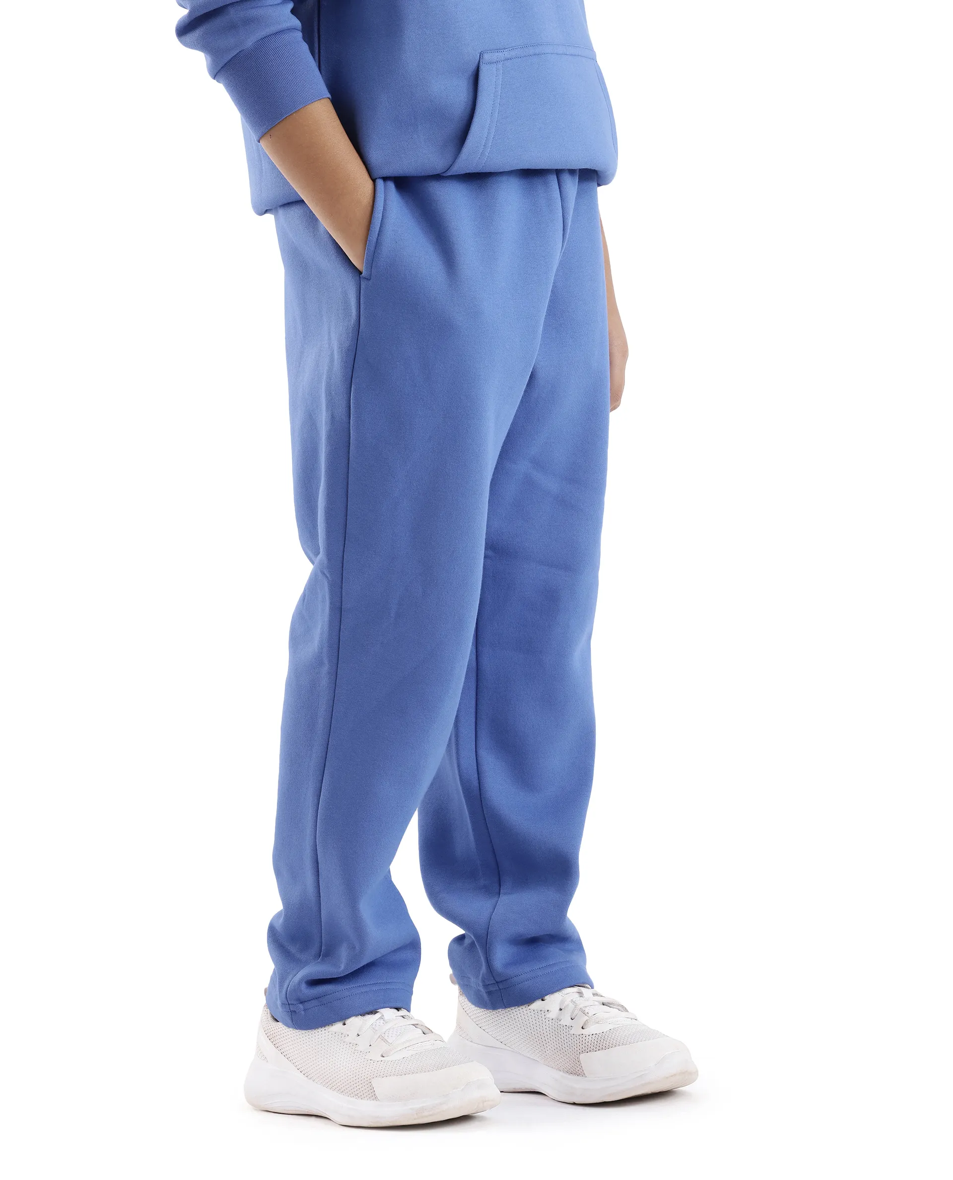 Rare Ones Kids Lint Blue Cotton Solid Drawstring Closure Regular Fit Trackpant - Image 3