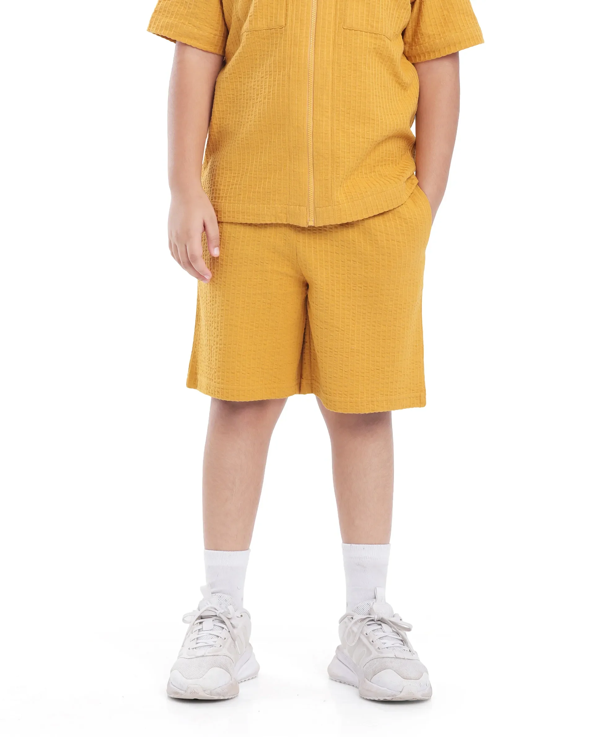 Rare Ones Kids Lomit Mustard Cotton Solid Shorts - Image 4