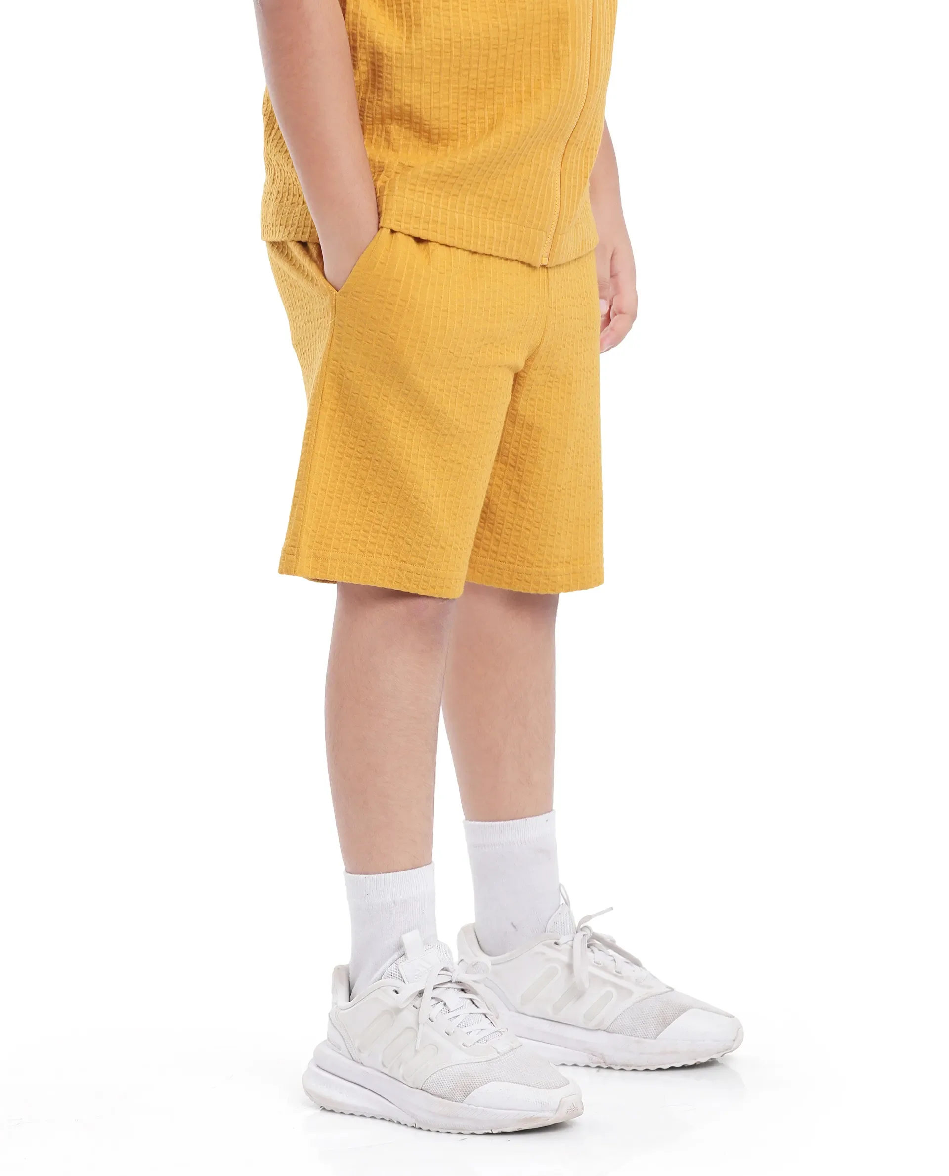 Rare Ones Kids Lomit Mustard Cotton Solid Shorts - Image 5