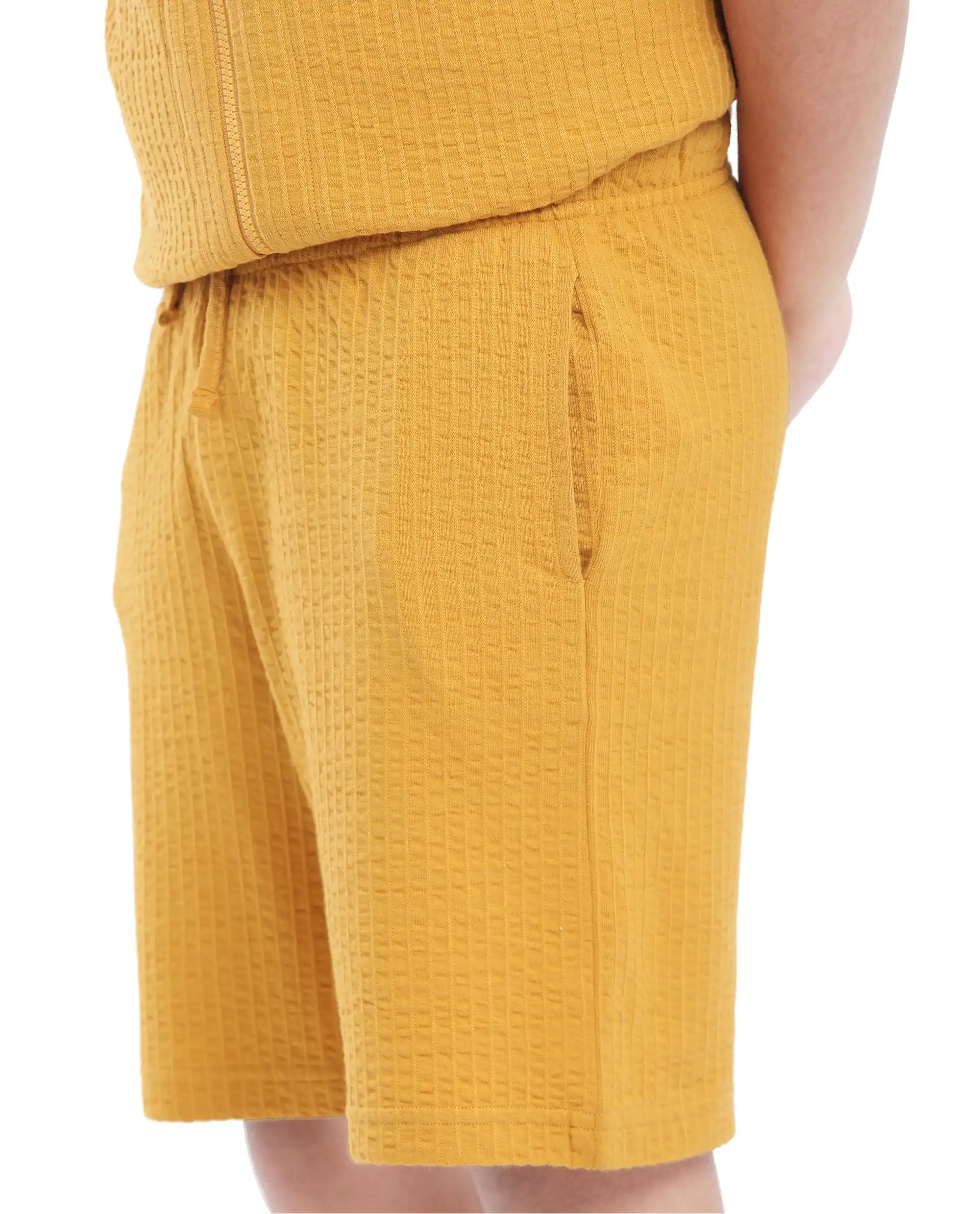 Rare Ones Kids Lomit Mustard Cotton Solid Shorts - Image 7