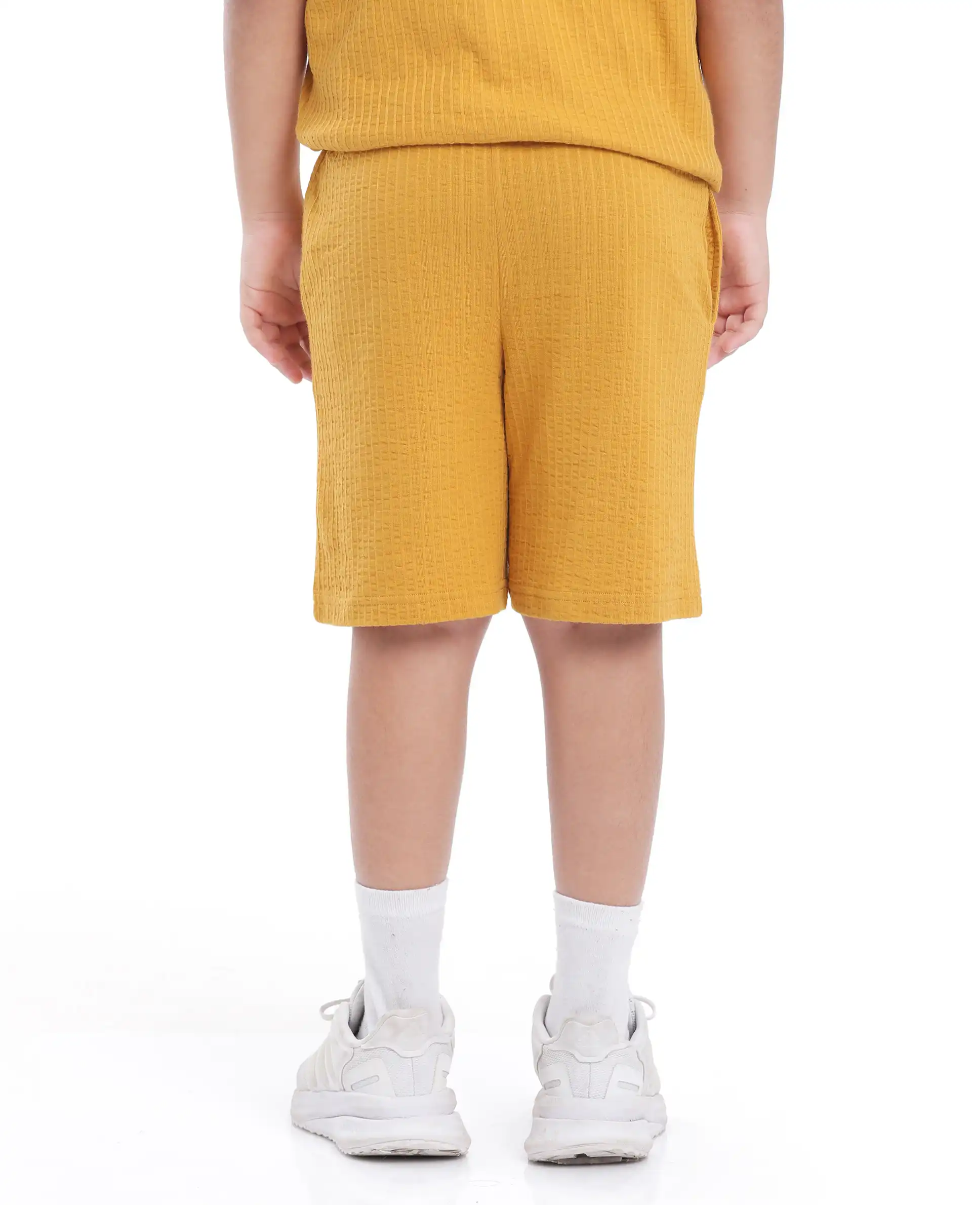 Rare Ones Kids Lomit Mustard Cotton Solid Shorts - Image 8