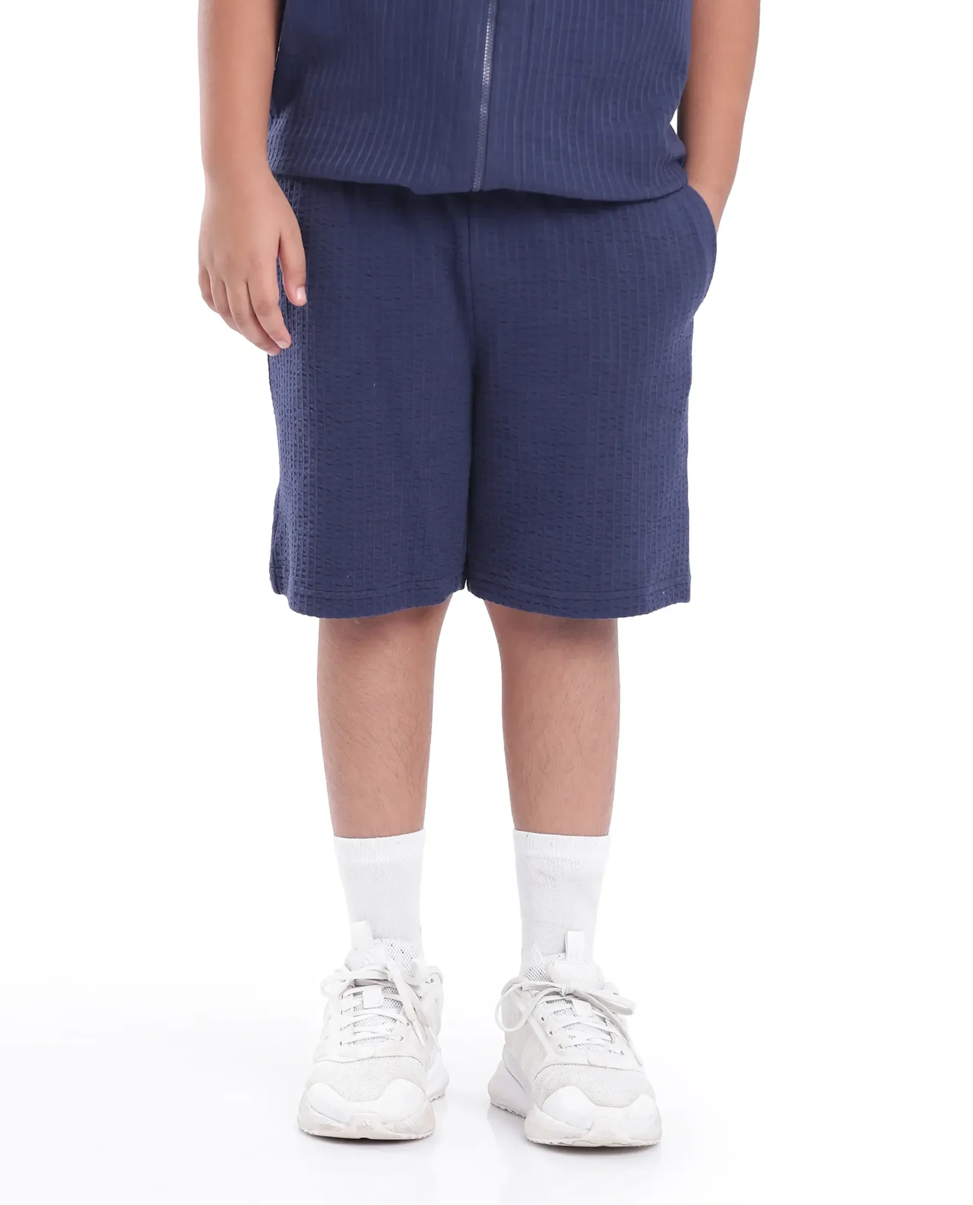 Rare Ones Kids Lomit Navy Cotton Solid Shorts - Image 2