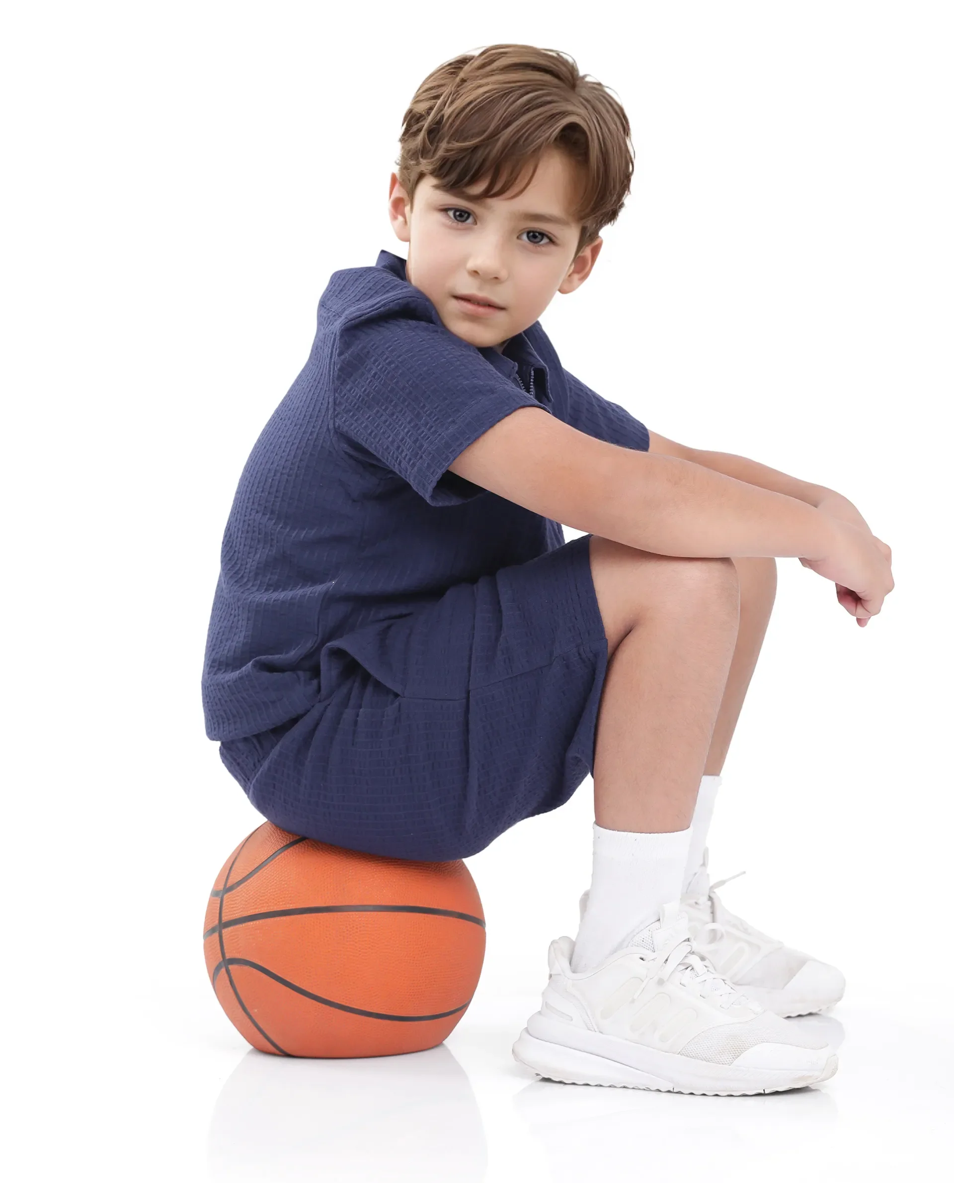 Rare Ones Kids Lomit Navy Cotton Solid Shorts - Image 3