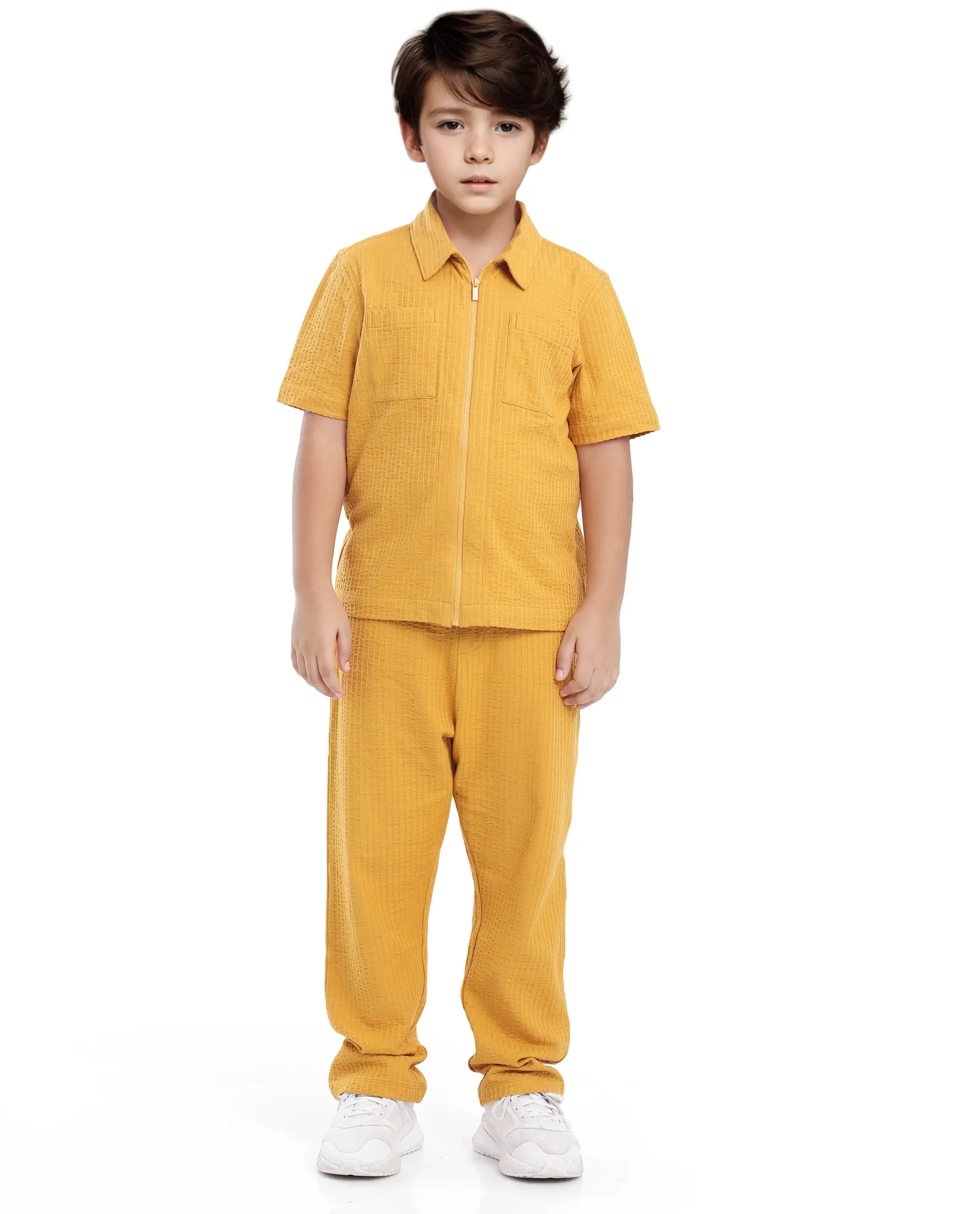 Rare Ones Kids Lomot Mustard Cotton Solid Trackpant - Image 3