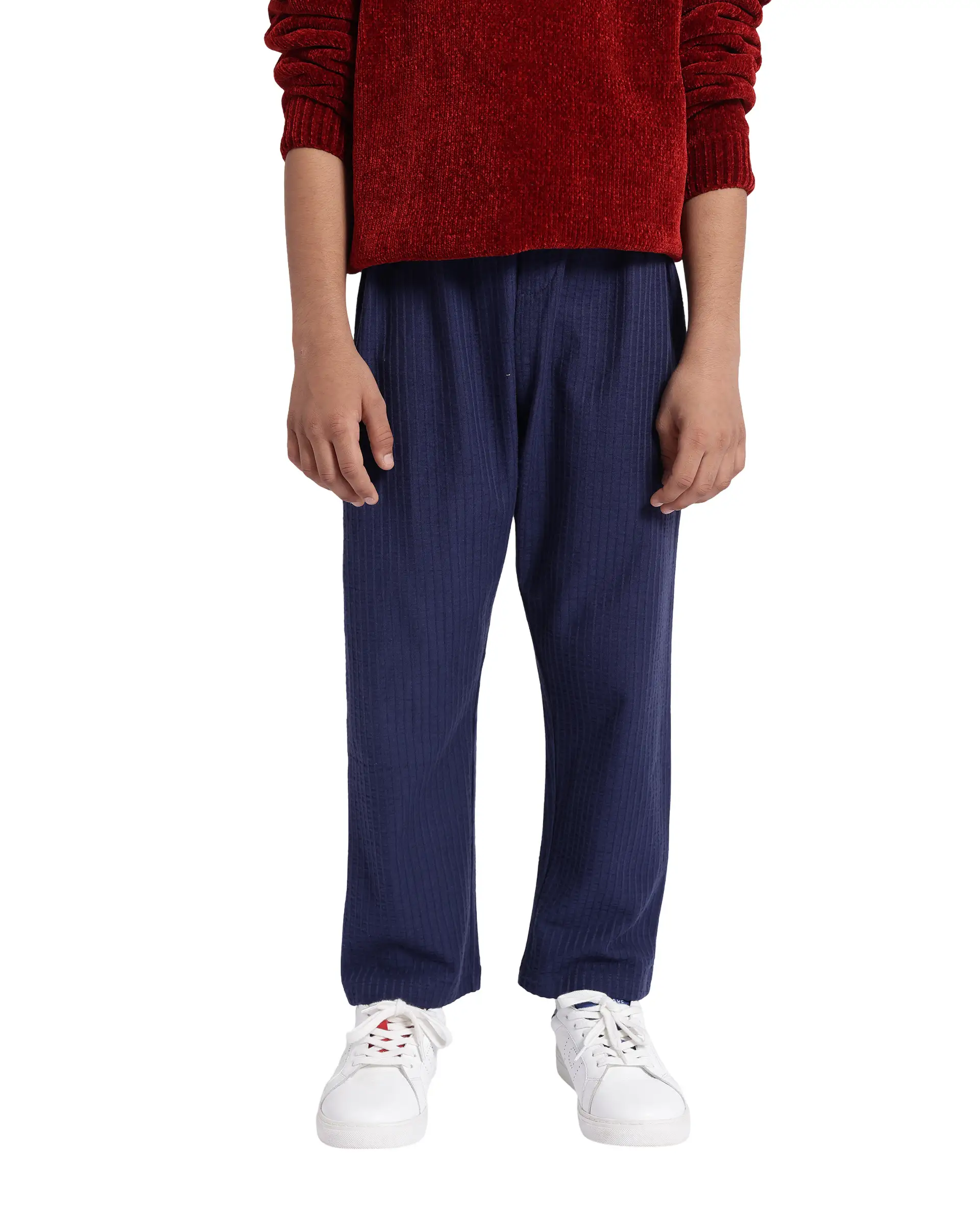 Rare Ones Kids Lomot Navy Cotton Drawstring Solid Trackpant - Image 2