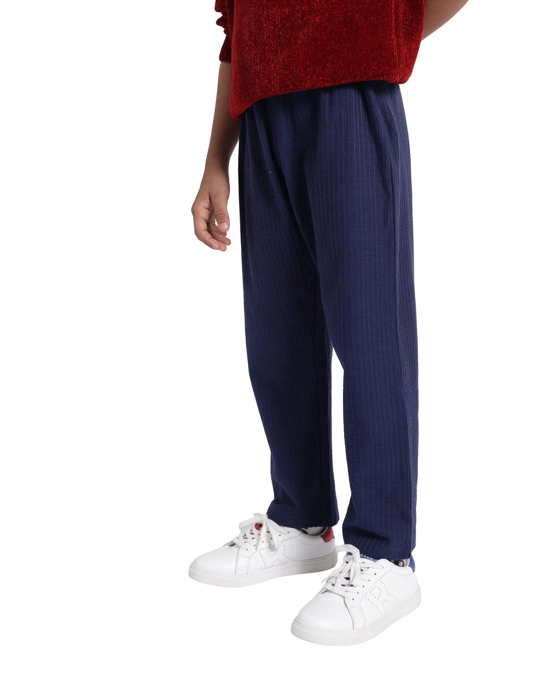 Rare Ones Kids Lomot Navy Cotton Drawstring Solid Trackpant - Image 5