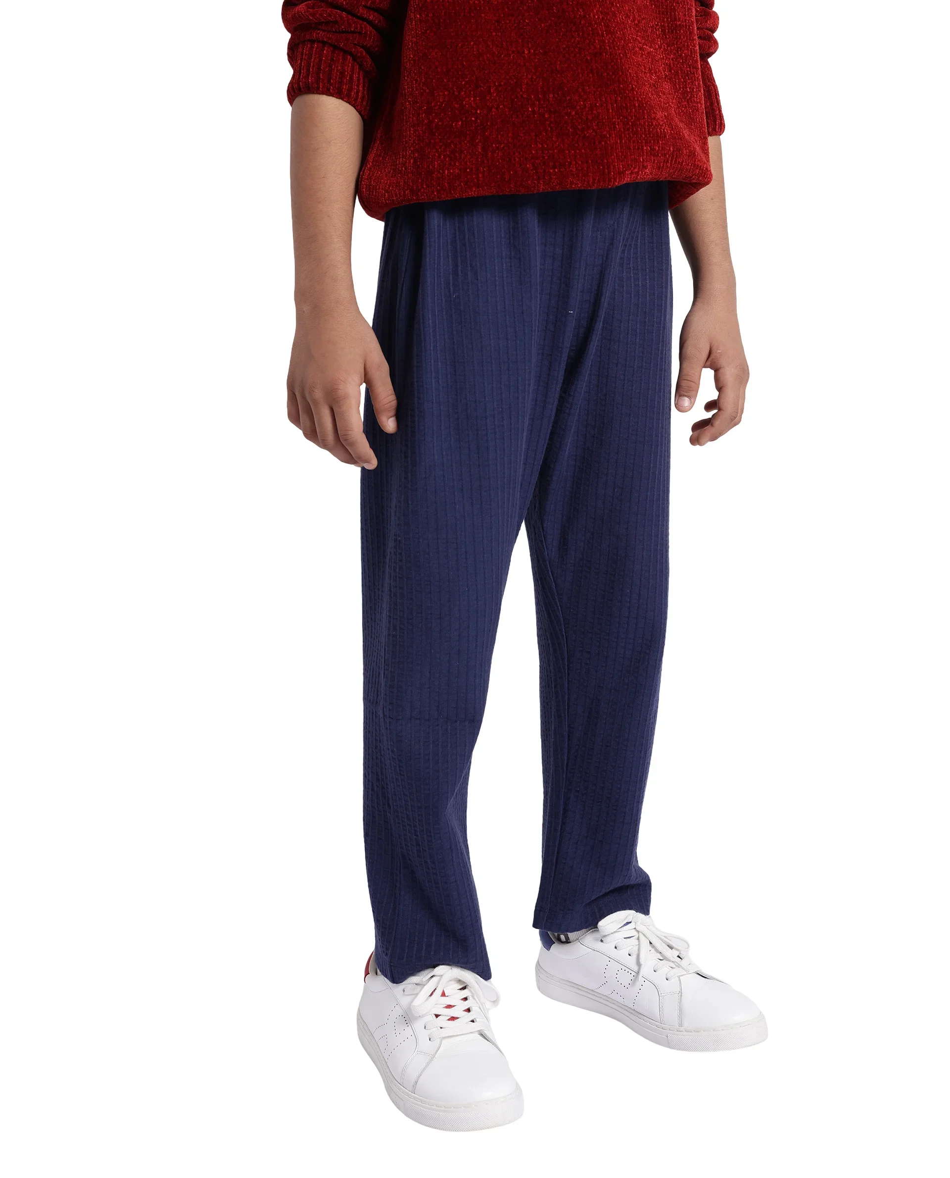 Rare Ones Kids Lomot Navy Cotton Drawstring Solid Trackpant - Image 6