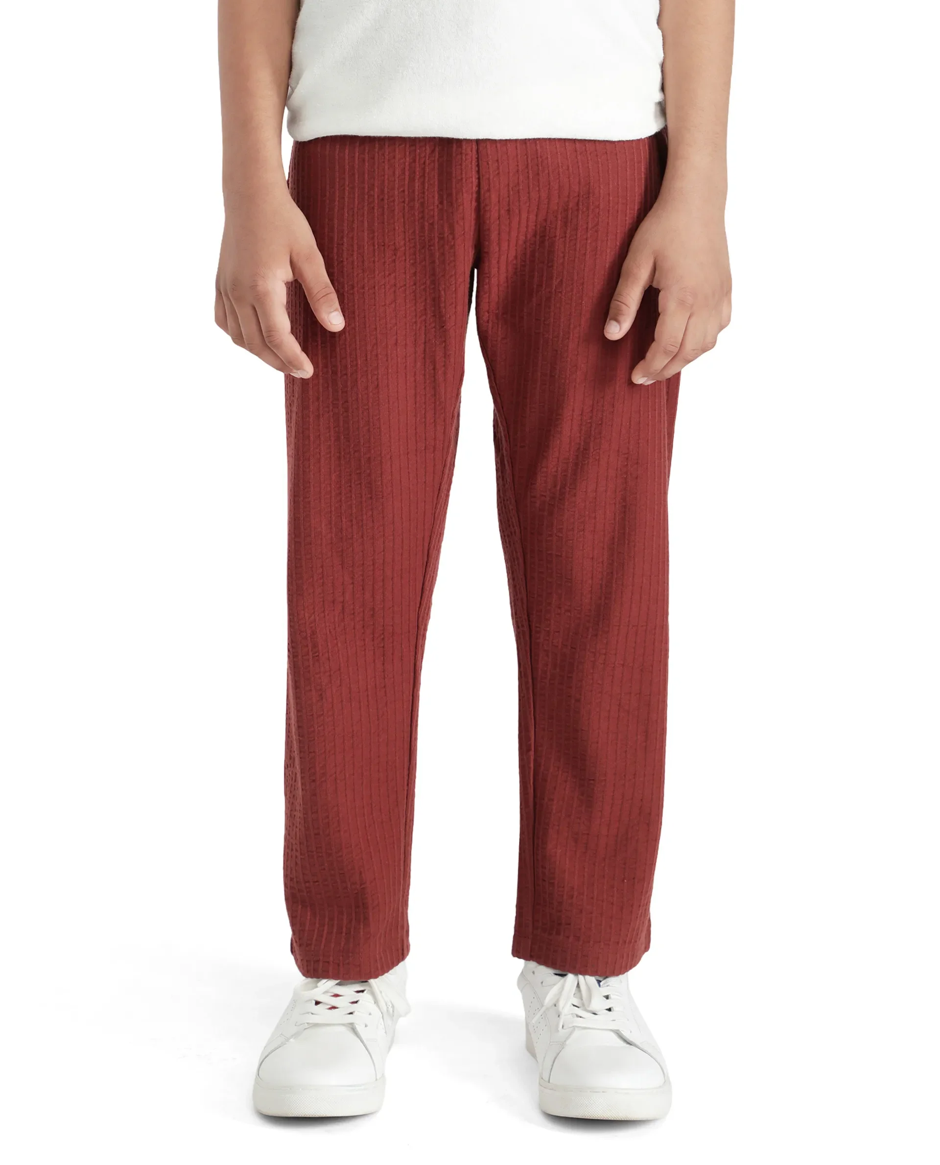 Rare Ones Kids Lomot Rust Cotton Drawstring Solid Trackpant - Image 2