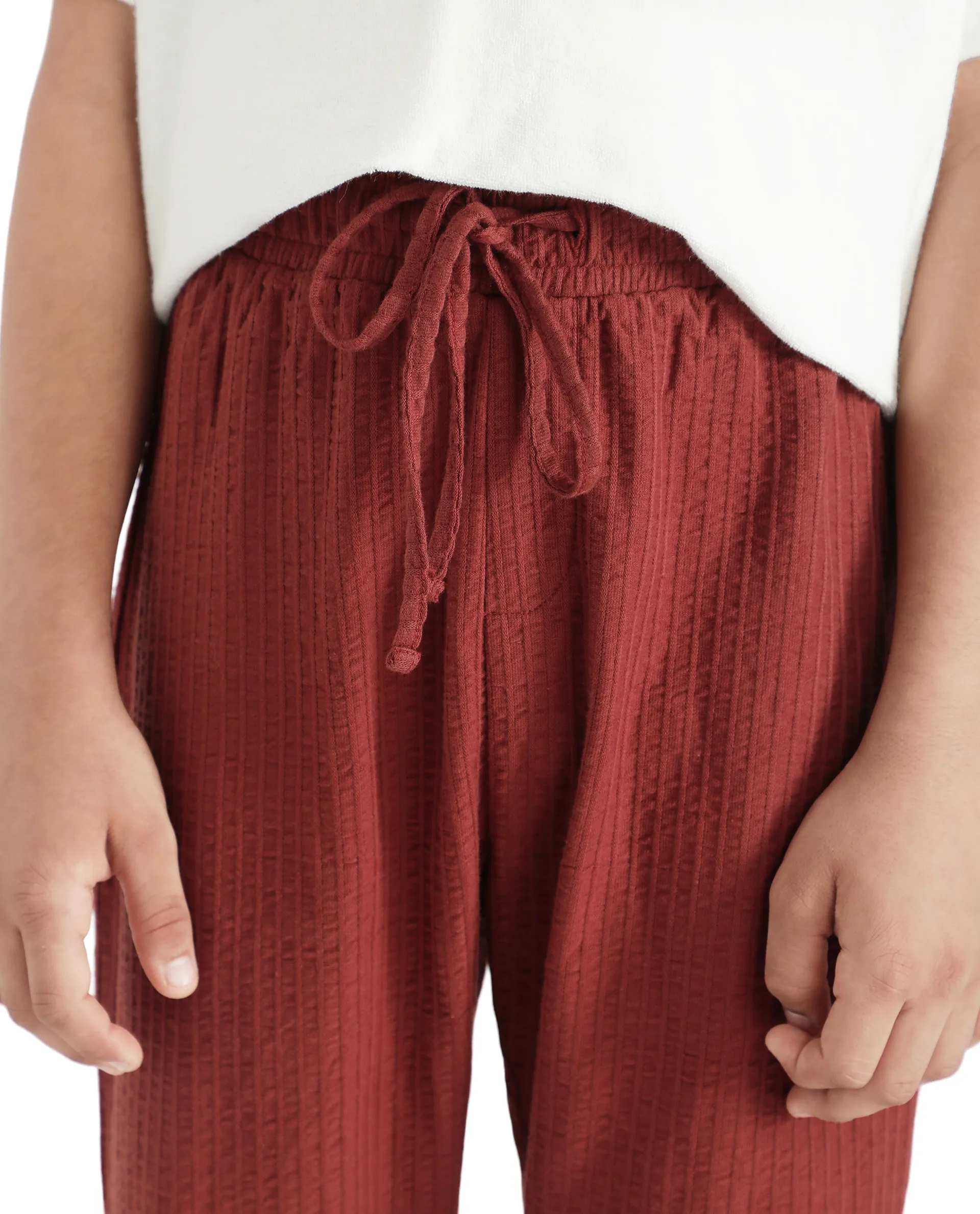 Rare Ones Kids Lomot Rust Cotton Drawstring Solid Trackpant - Image 4