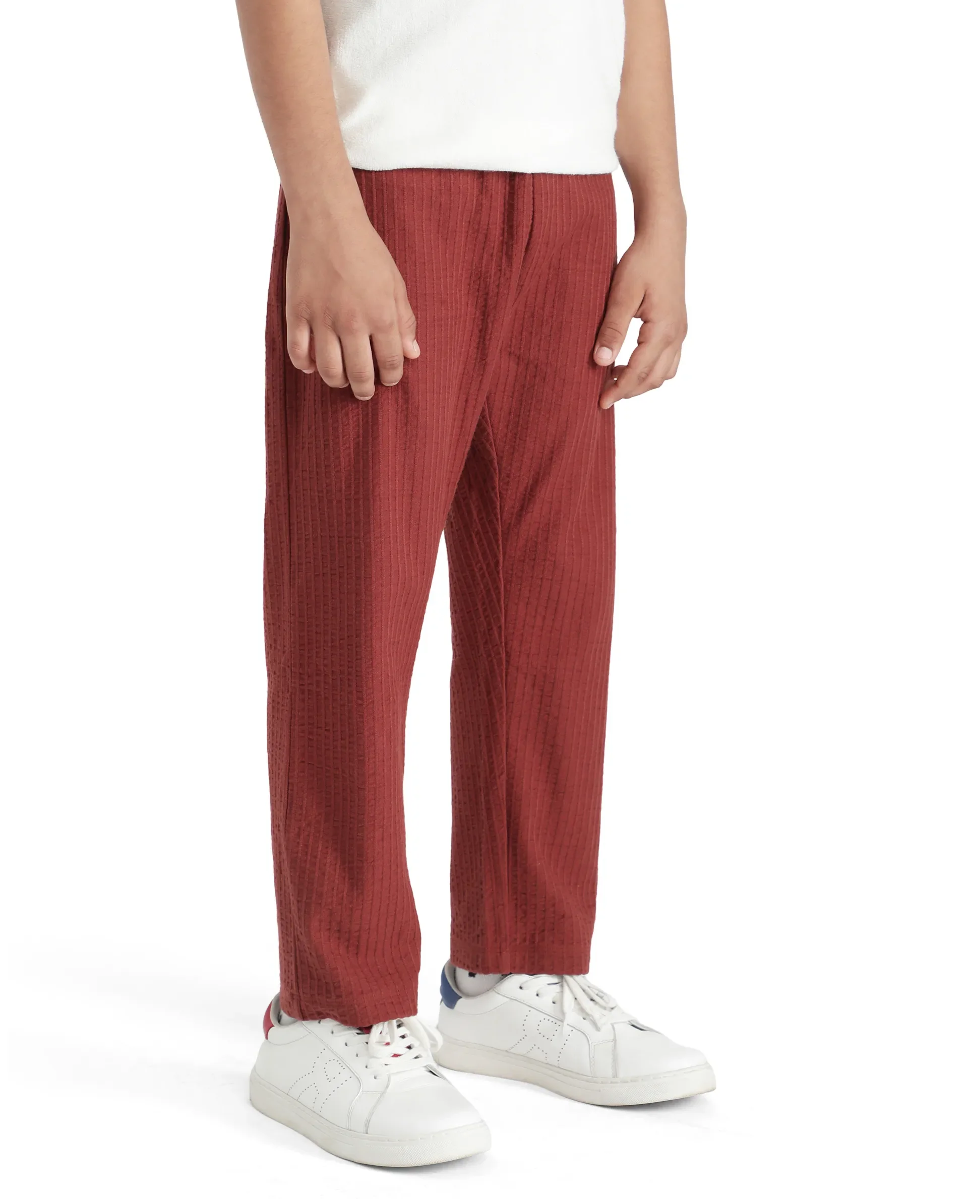 Rare Ones Kids Lomot Rust Cotton Drawstring Solid Trackpant - Image 5