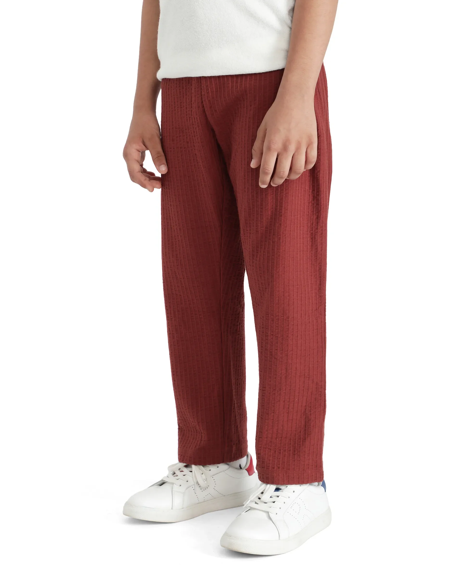 Rare Ones Kids Lomot Rust Cotton Drawstring Solid Trackpant - Image 6