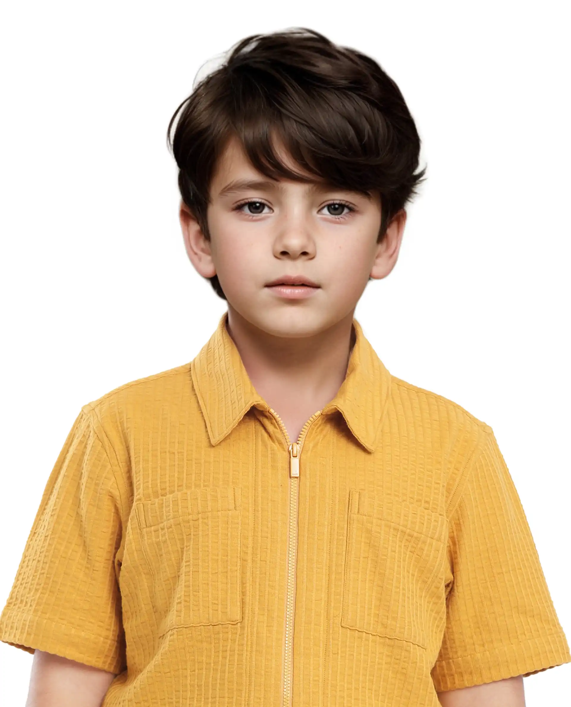 Rare Ones Kids Lomz Mustard Cotton Fabric Half Sleeve Tonal Stripe Shacket - Image 5