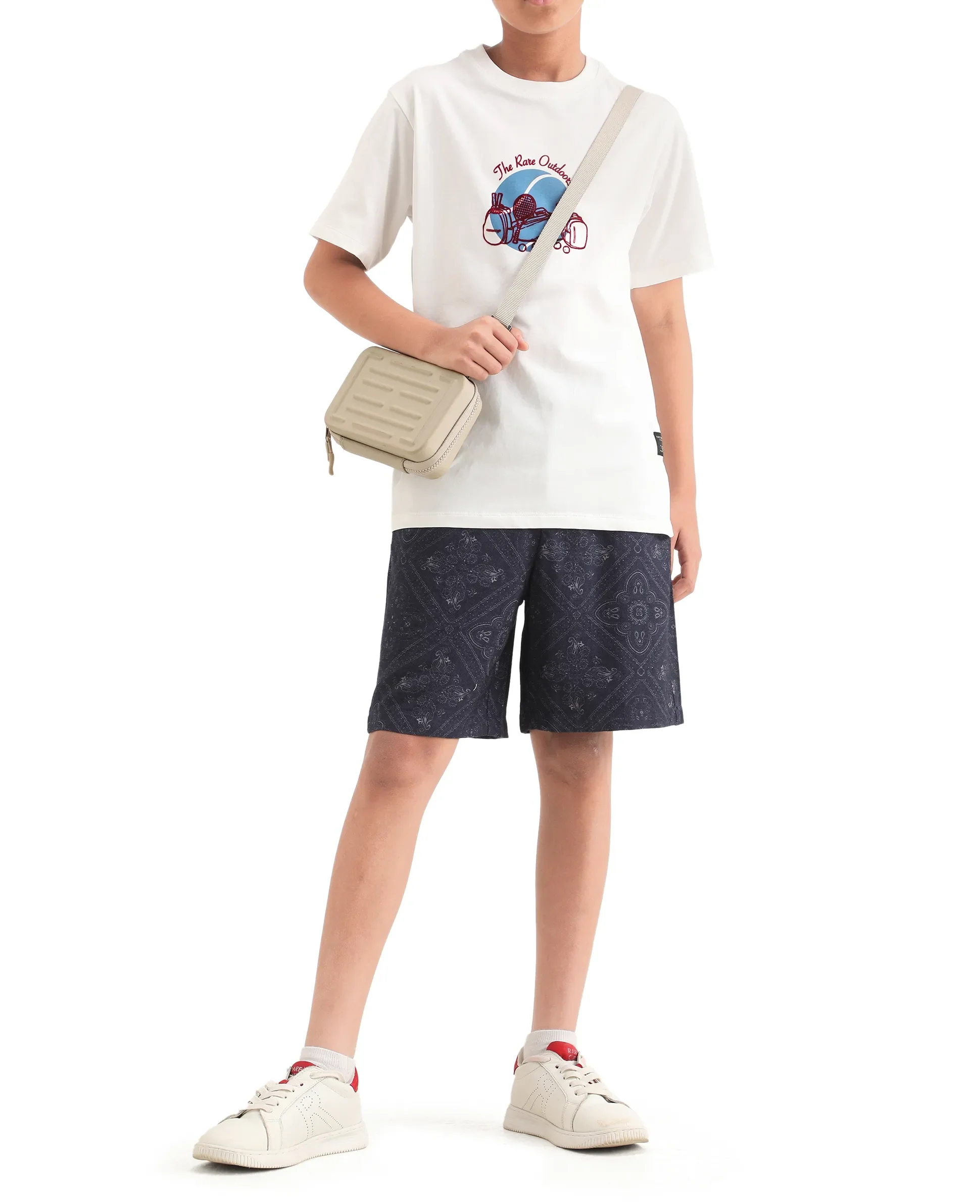 Rare Ones Kids Loui Navy Viscose Fabric Regular Fit Digital Print Shorts - Image 2