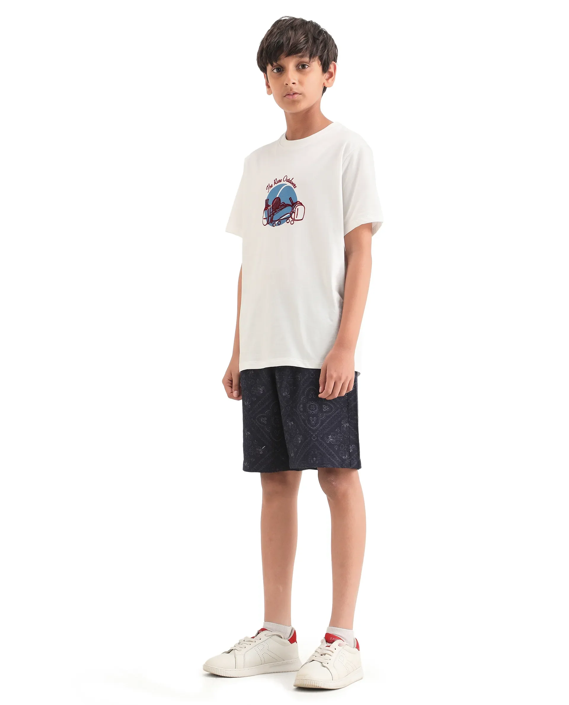 Rare Ones Kids Loui Navy Viscose Fabric Regular Fit Digital Print Shorts - Image 5