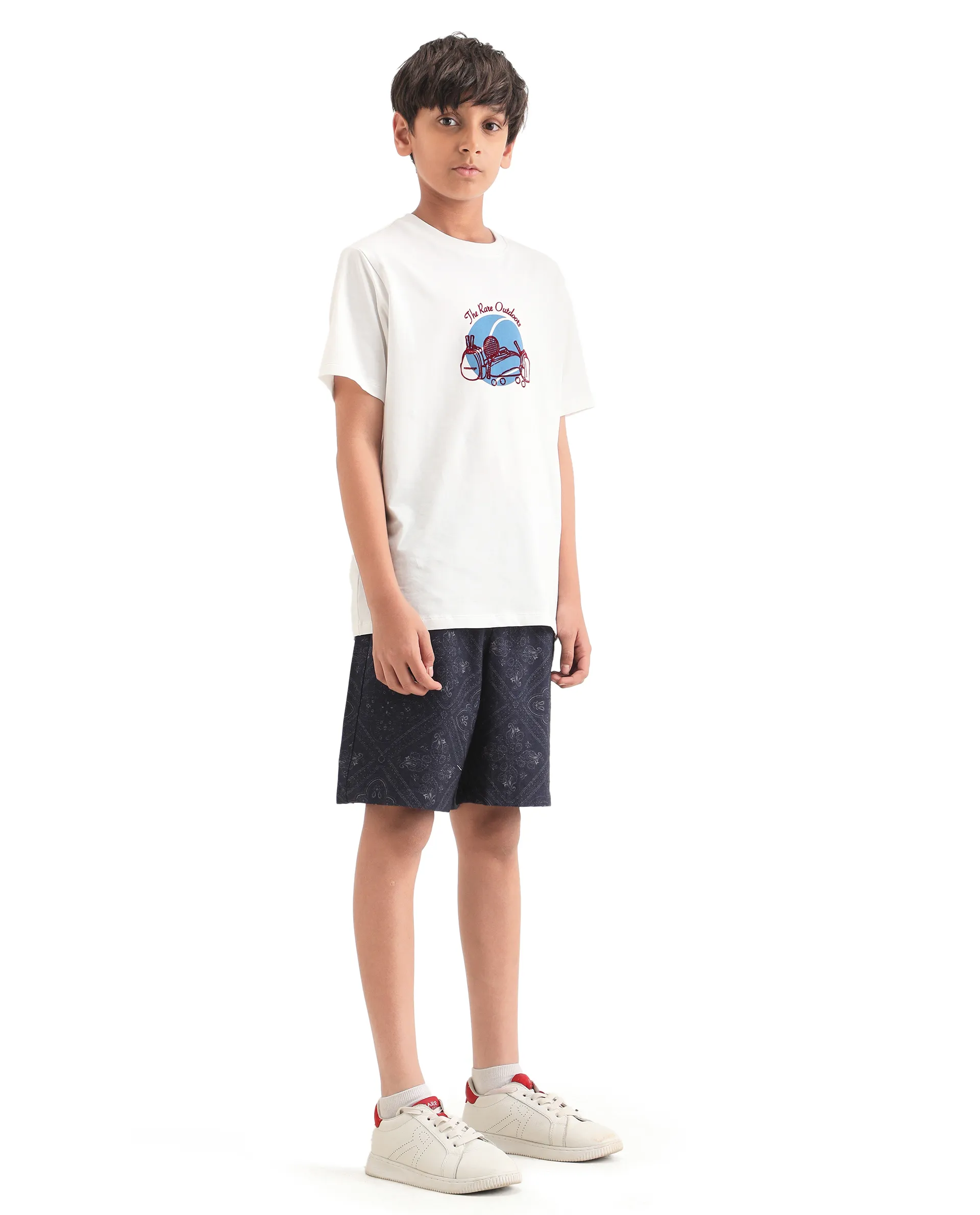 Rare Ones Kids Loui Navy Viscose Fabric Regular Fit Digital Print Shorts - Image 6