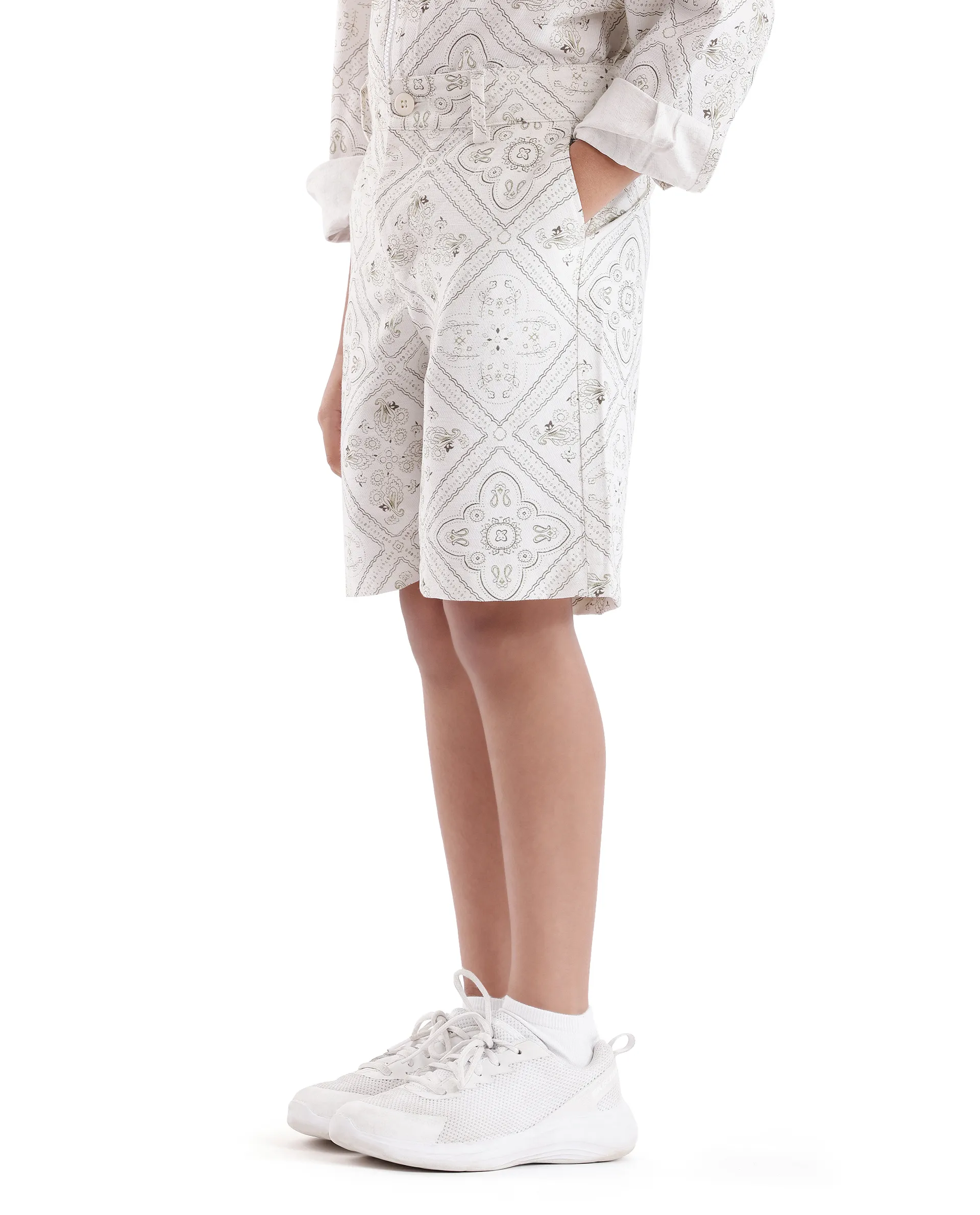 Rare Ones Kids Loui White Viscose Digital Print Short - Image 4