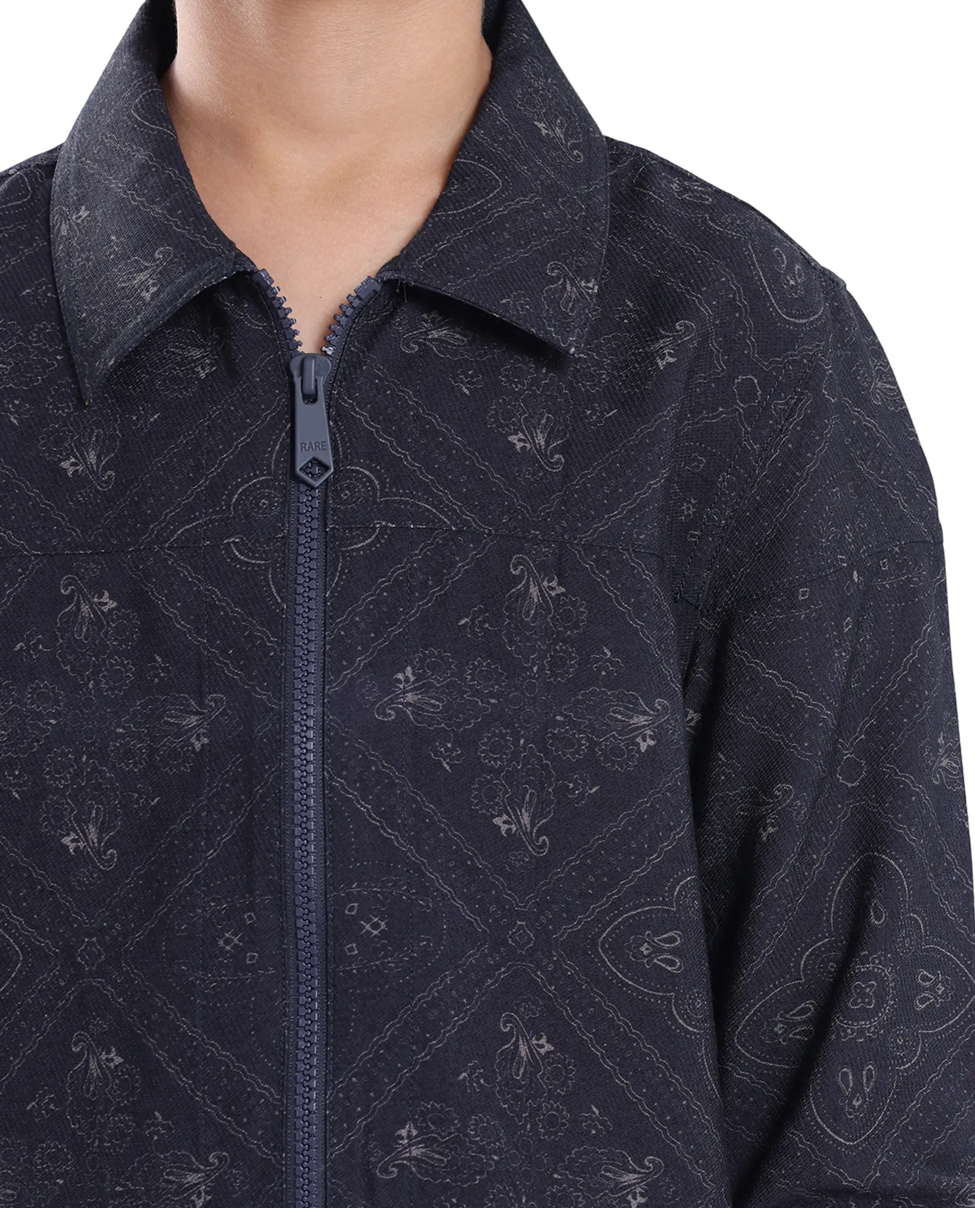 Rare Ones Kids Louis Dark Navy Viscose Full Sleeve Digital Print Shacket - Image 4
