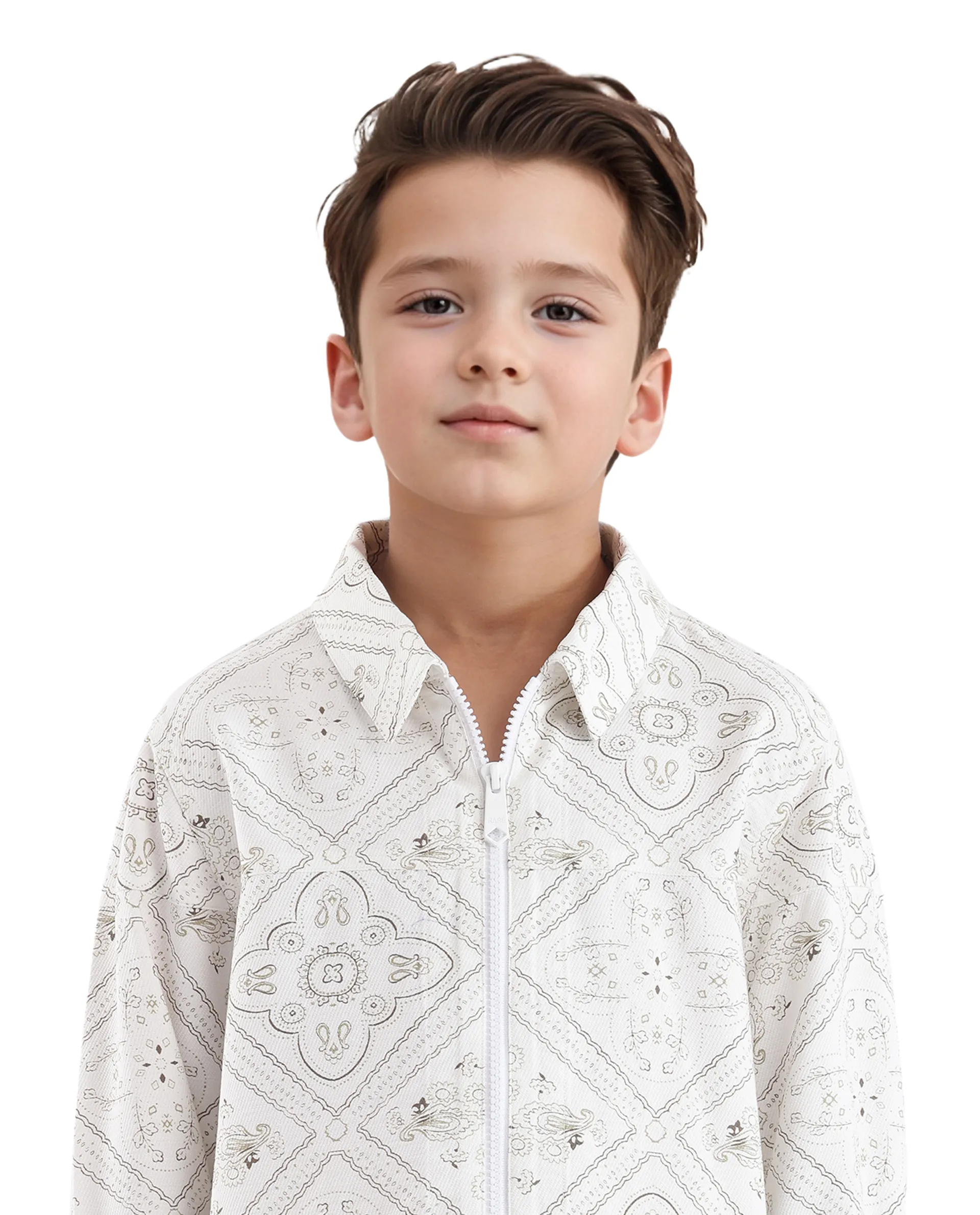 Rare Ones Kids Louis White Viscose Full Sleeve Digital Print Shacket - Image 5
