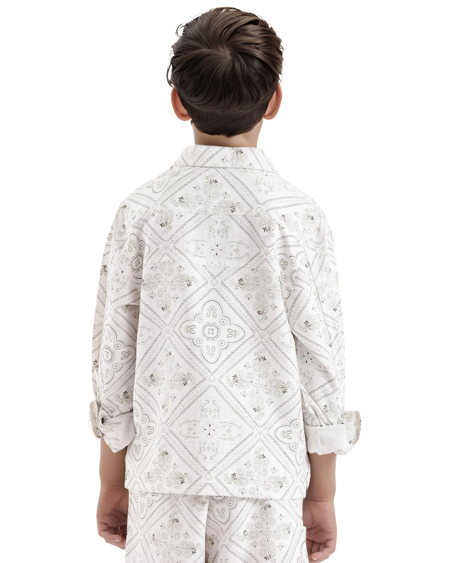 Rare Ones Kids Louis White Viscose Full Sleeve Digital Print Shacket - Image 9
