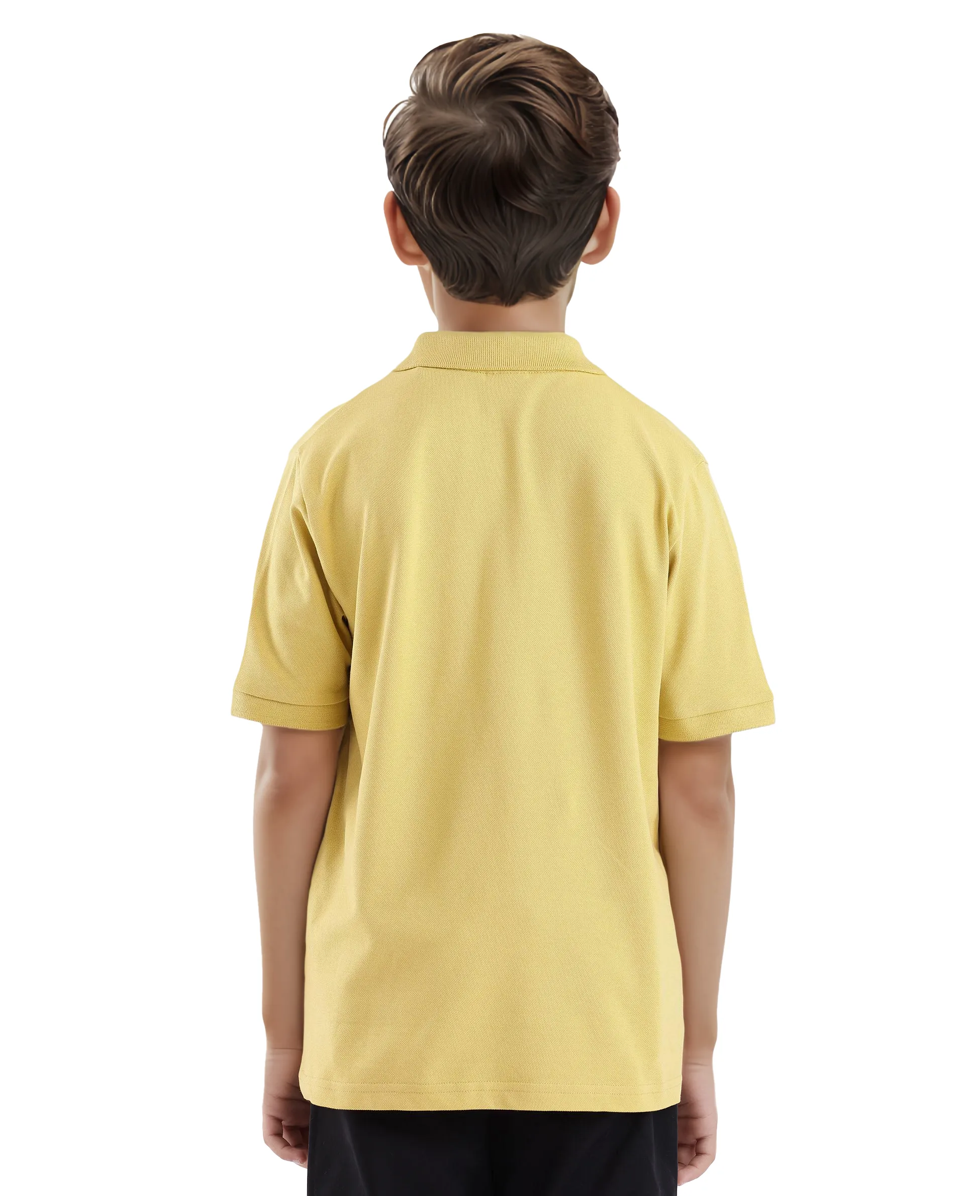 Rare Ones Kids Luan Flouroscent Yellow Cotton Short Sleeve Applique Print Polo - Image 7