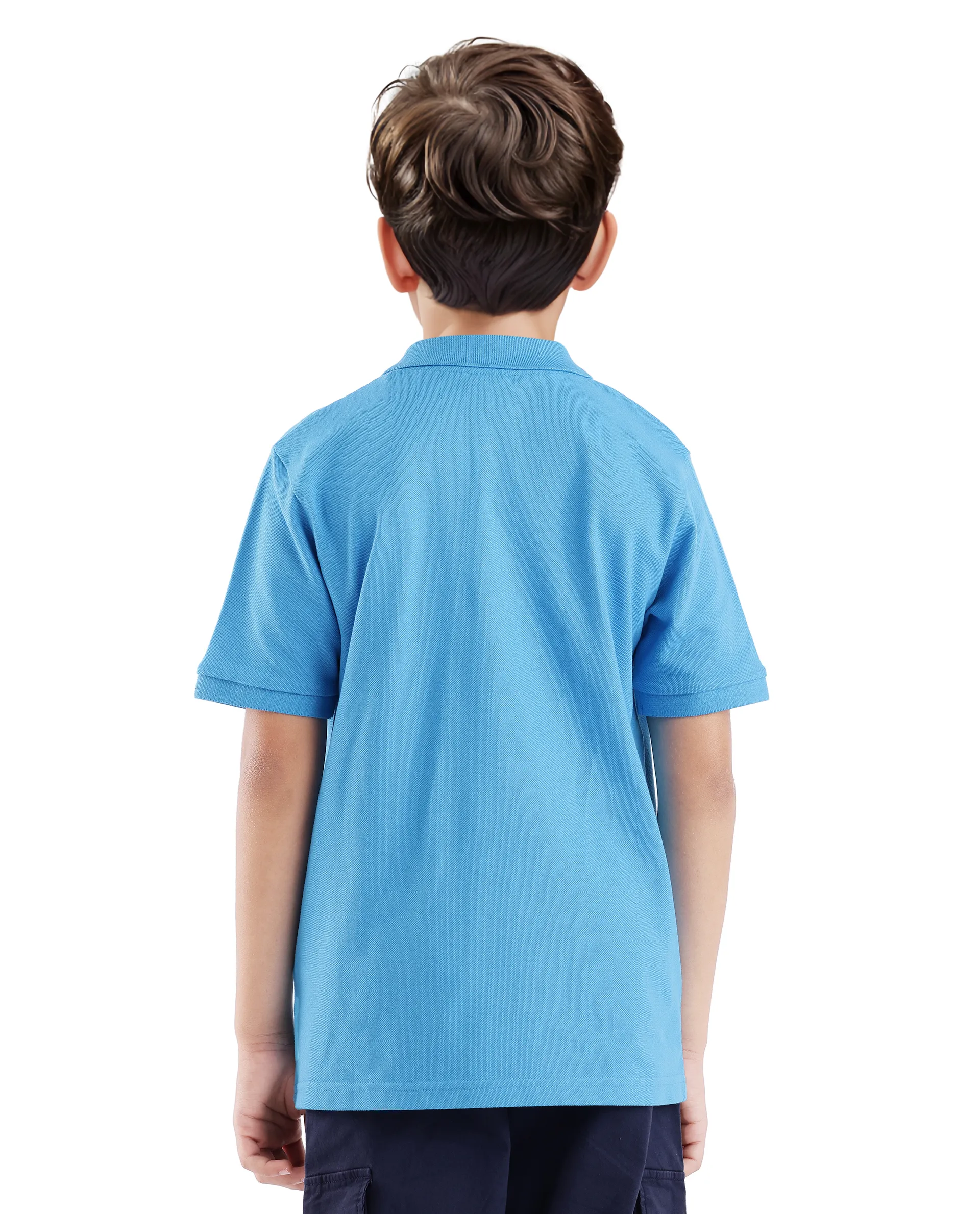 Rare Ones Kids Luan Light Blue Cotton Short Sleeve Applique Print Polo - Image 8