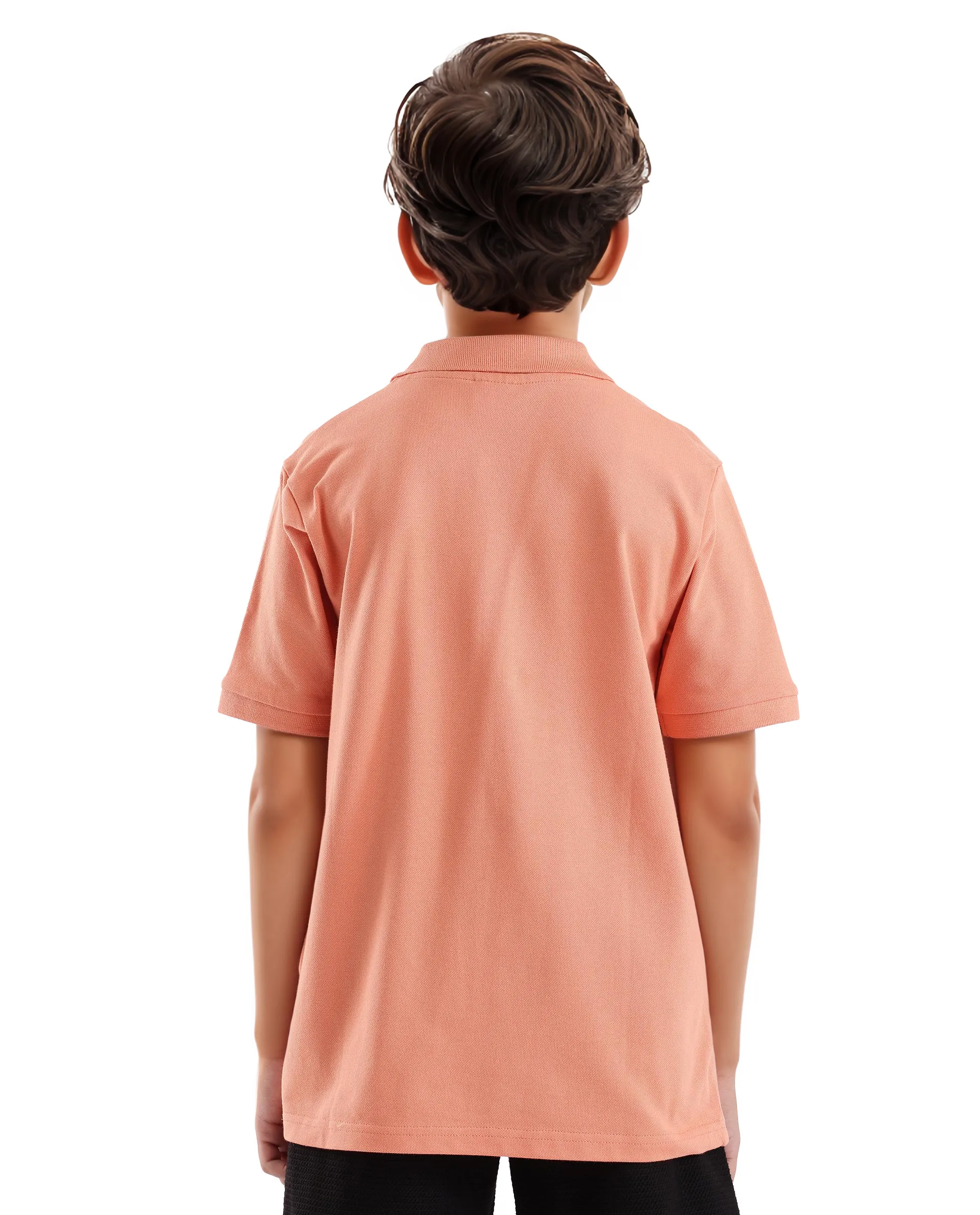 Rare Ones Kids Luan Light Orange Cotton Short Sleeve Applique Polo - Image 7