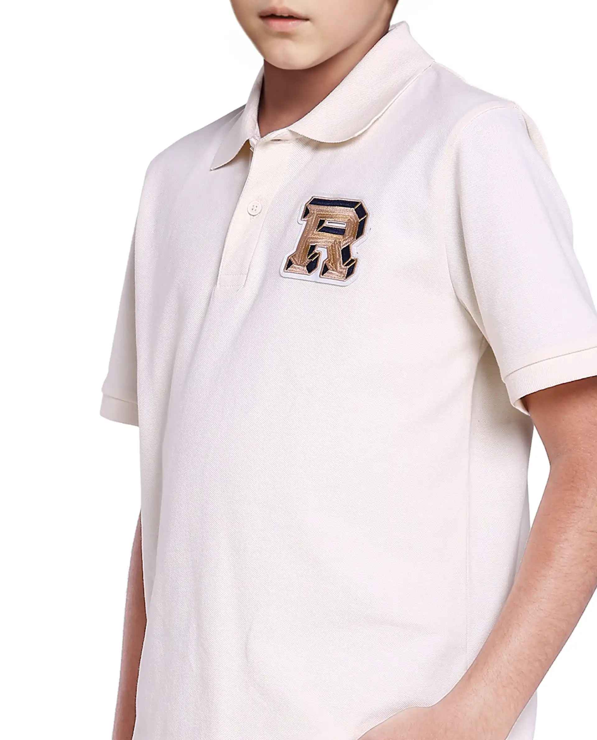 Rare Ones Kids Luan White Cotton Short Sleeve Applique Print Polo - Image 3