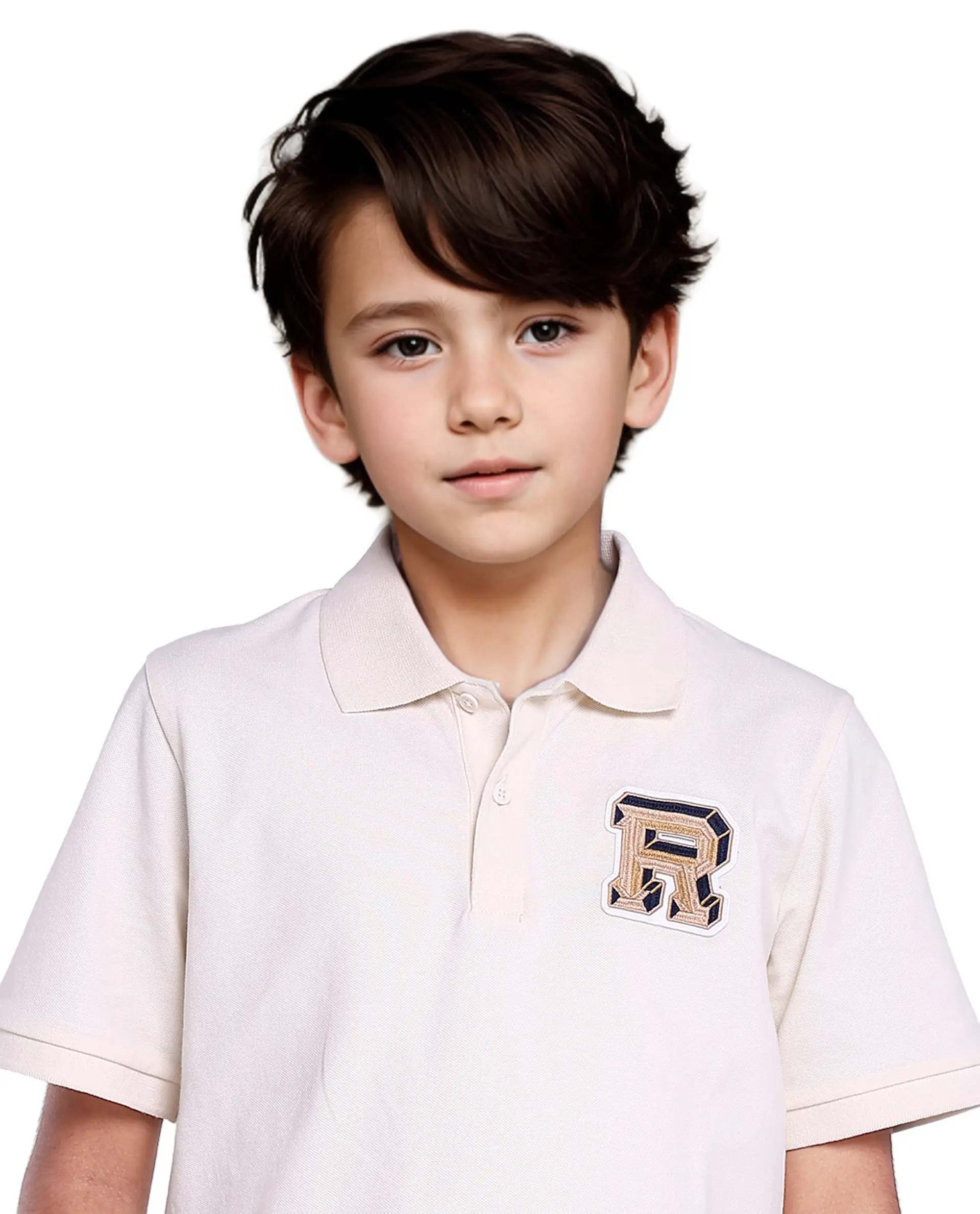 Rare Ones Kids Luan White Cotton Short Sleeve Applique Print Polo - Image 5