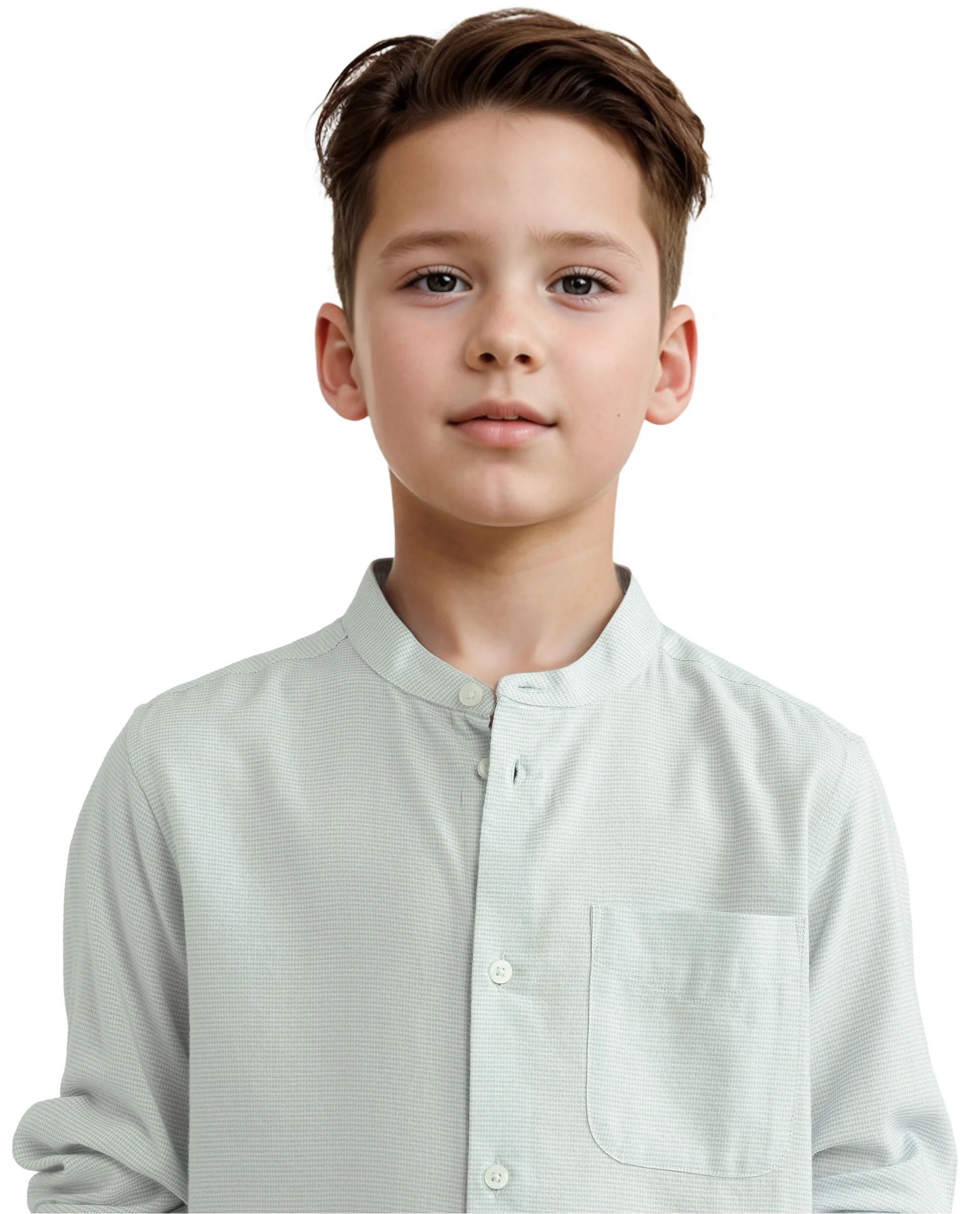 Rare Ones Kids Lynx Light Blue Cotton Blend Long Sleeve Mandarin Collar Striped Shirt - Image 4