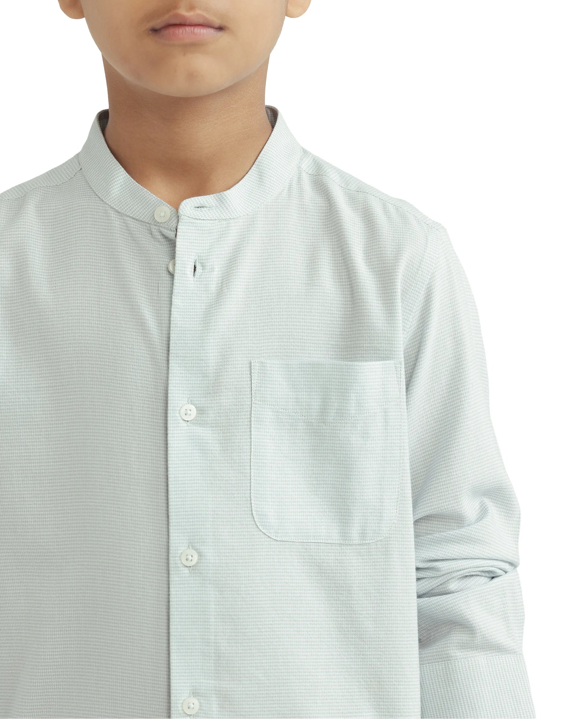 Rare Ones Kids Lynx Light Blue Cotton Blend Long Sleeve Mandarin Collar Striped Shirt - Image 5