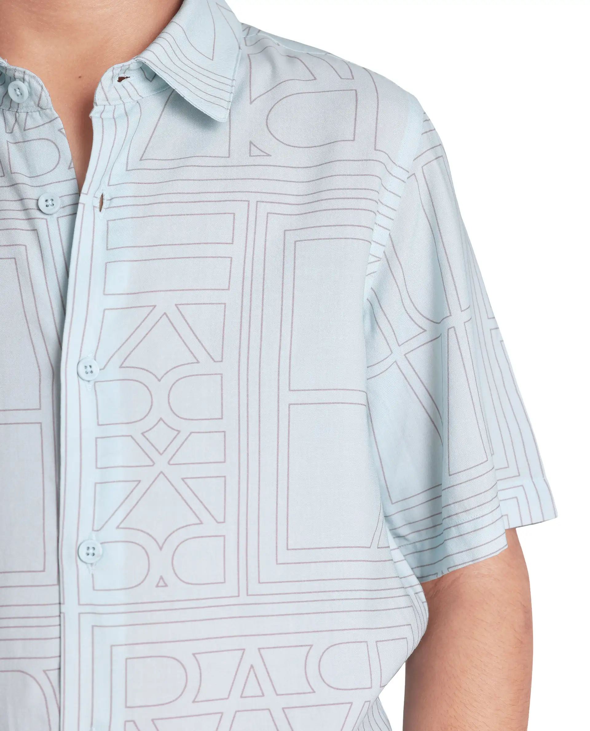 Rare Ones Kids Maley Blue Viscose Printed Button Closure Regular Fit Shirt - Image 6
