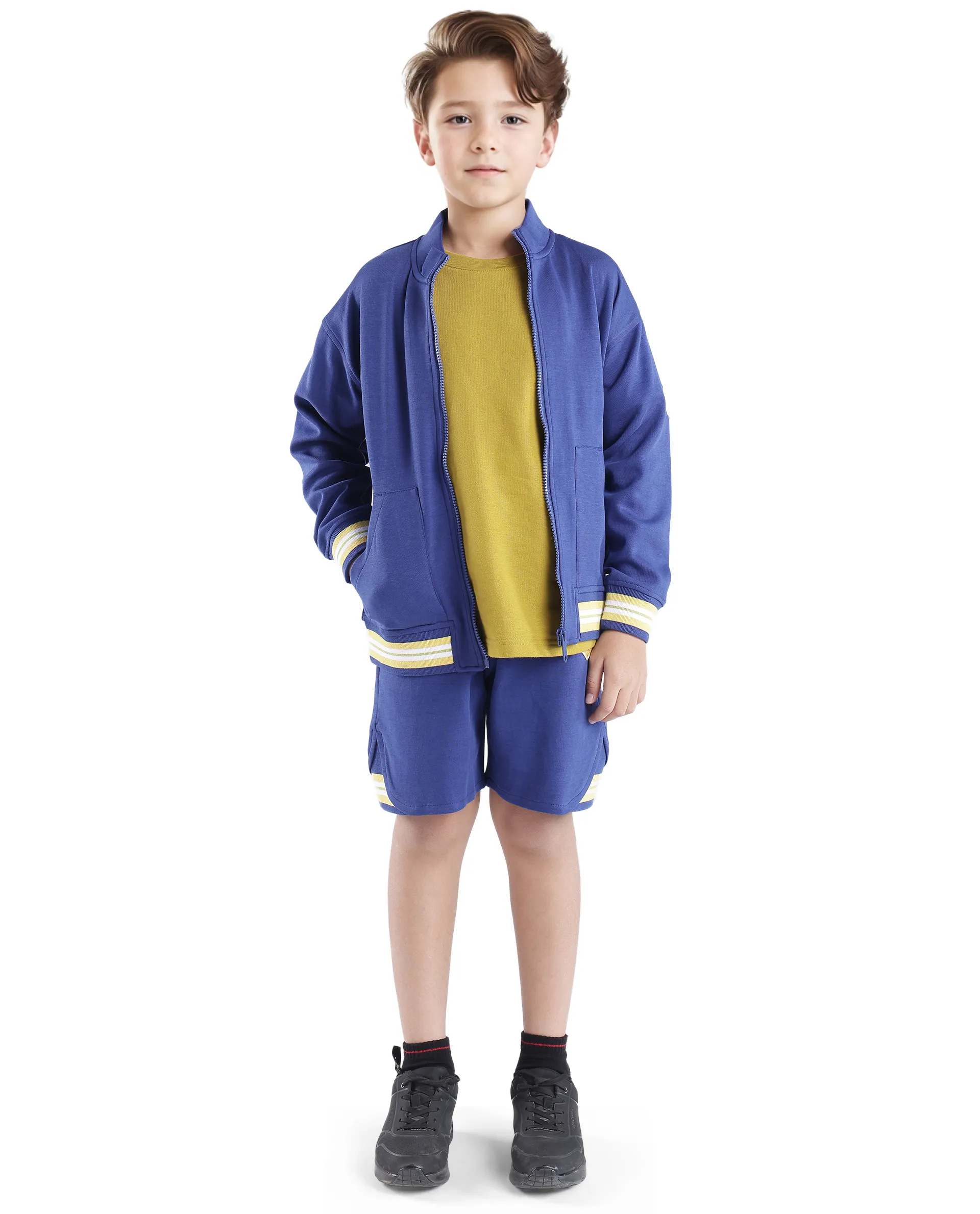 Rare Ones Kids Manttn Dark Blue Cotton Poly Full Sleeve Applique Jacket - Image 2