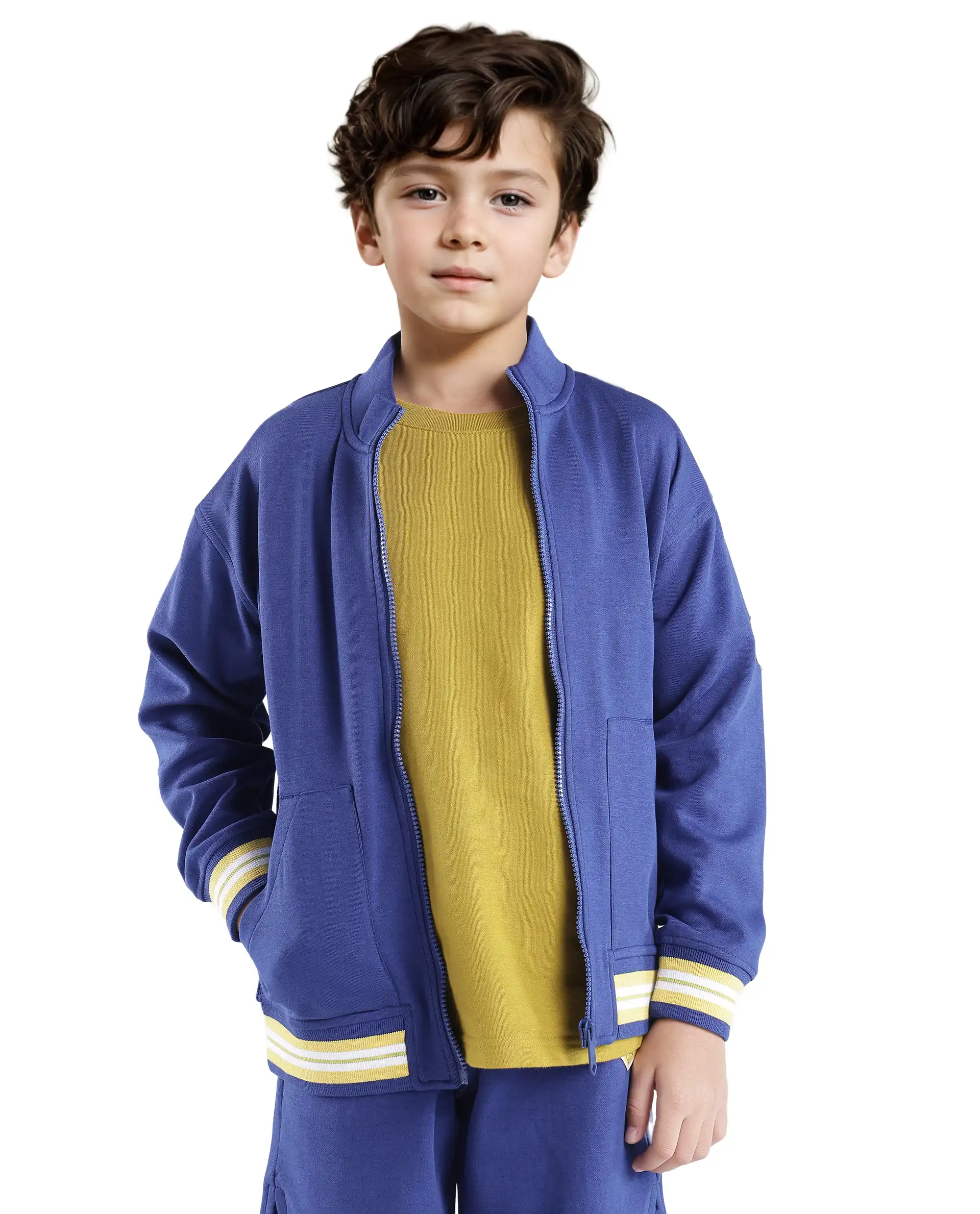 Rare Ones Kids Manttn Dark Blue Cotton Poly Full Sleeve Applique Jacket - Image 5