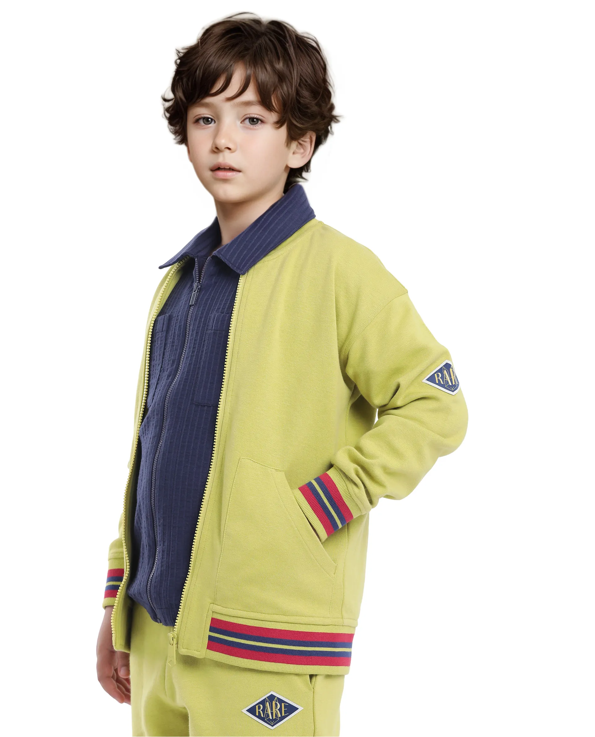 Rare Ones Kids Manttn Light Green Cotton Poly Full Sleeve Applique Jacket - Image 4