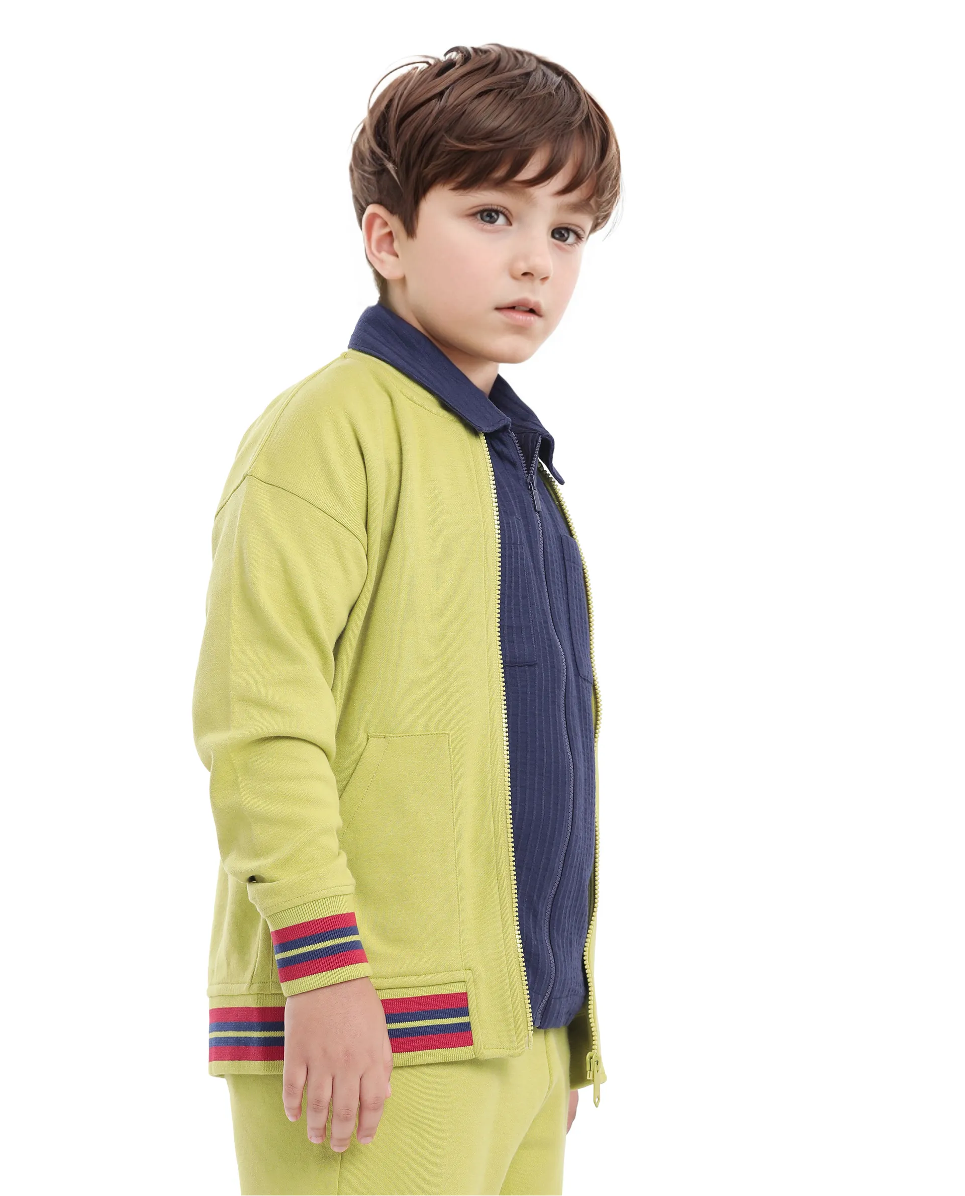 Rare Ones Kids Manttn Light Green Cotton Poly Full Sleeve Applique Jacket - Image 5
