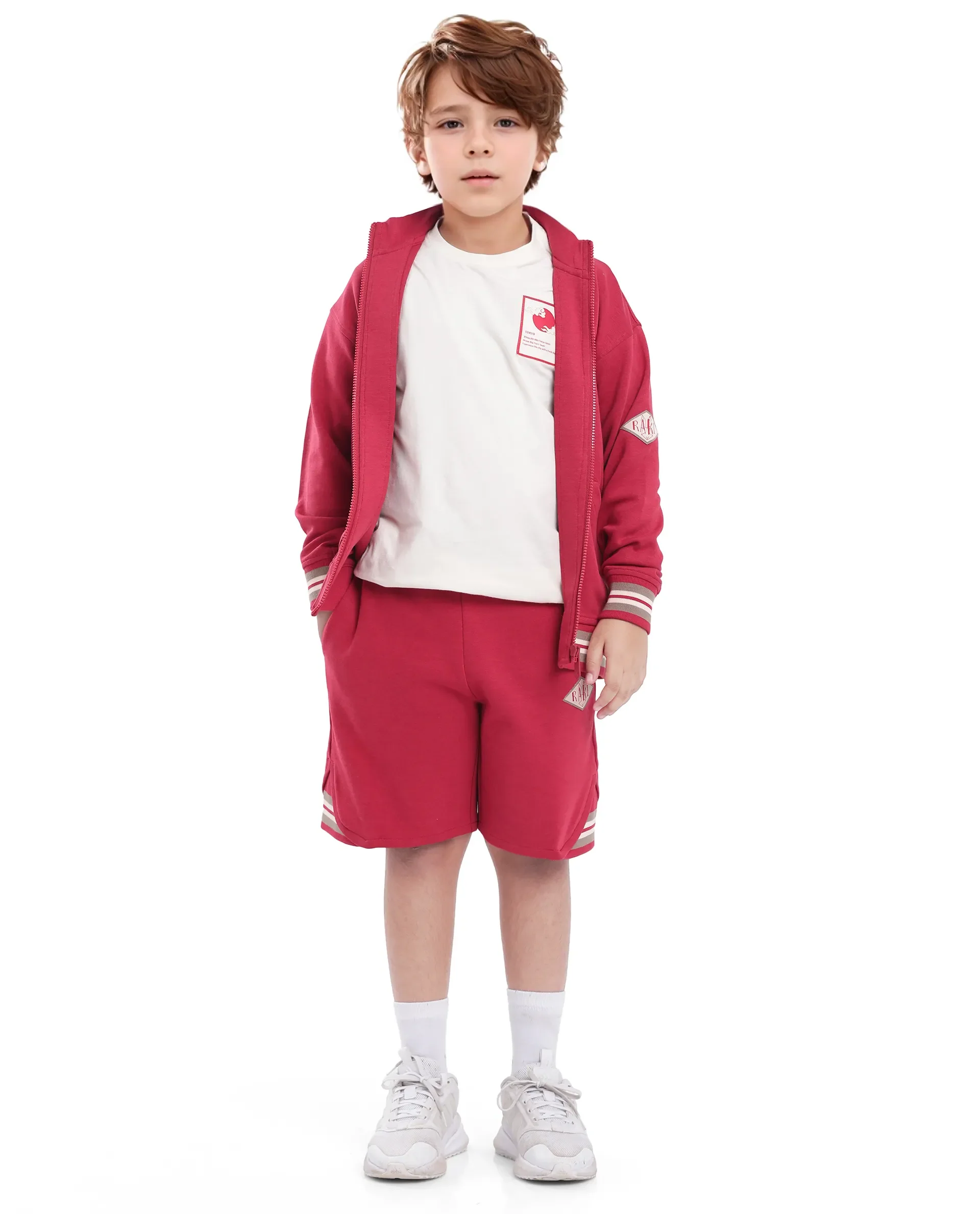 Rare Ones Kids Manttn Red Cotton Poly Full Sleeve Applique Jacket - Image 3