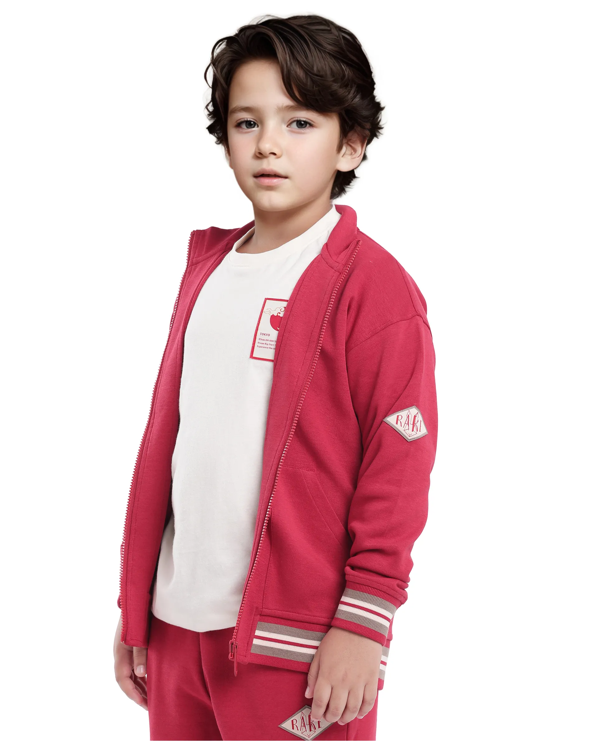 Rare Ones Kids Manttn Red Cotton Poly Full Sleeve Applique Jacket - Image 8
