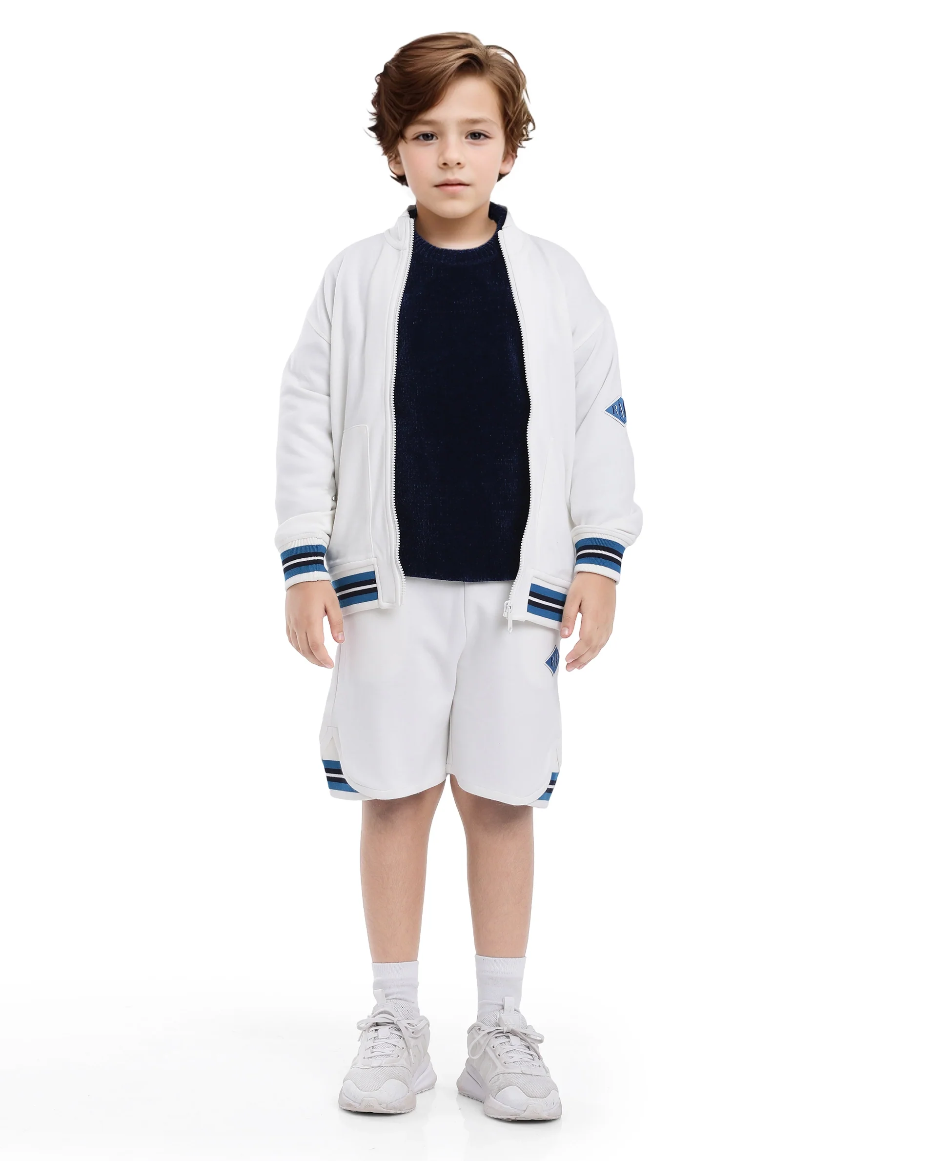 Rare Ones Kids Manttn White Cotton Poly Full Sleeve Applique Jacket - Image 2