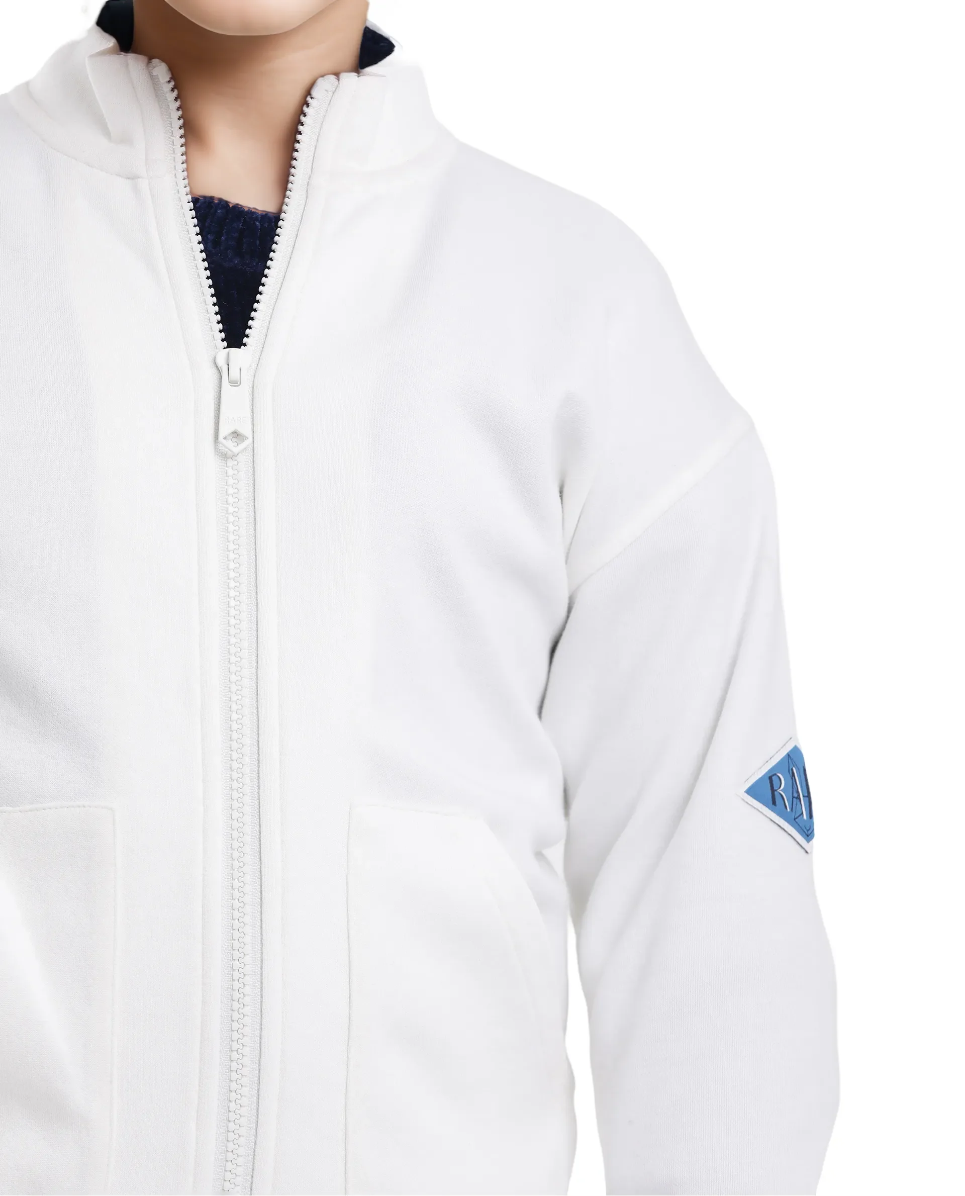 Rare Ones Kids Manttn White Cotton Poly Full Sleeve Applique Jacket - Image 6